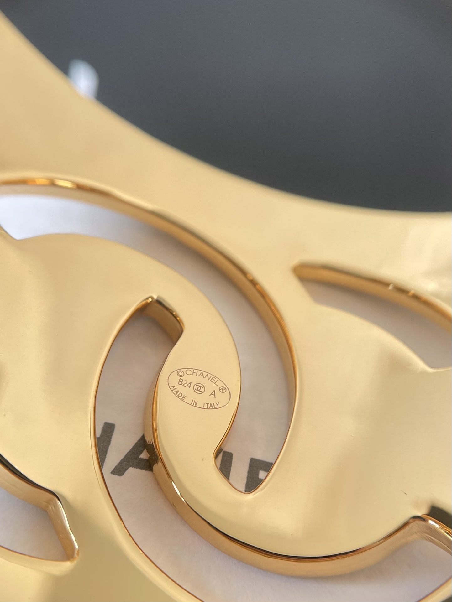 Chanel CC Logo Gold Wide Cuff Bracelet - Luxury Designer Bangle