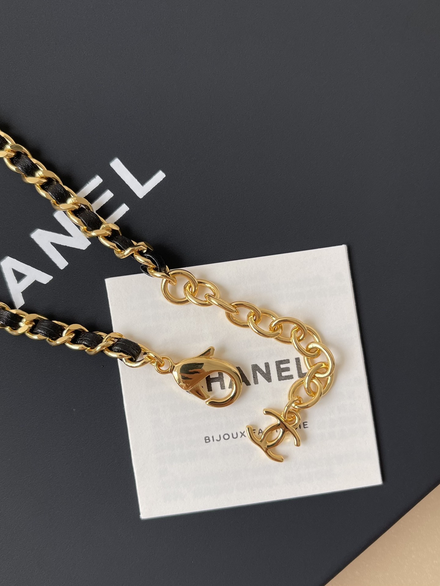 Chanel Gold-Tone & Leather Heart CC Pendant Necklace - White