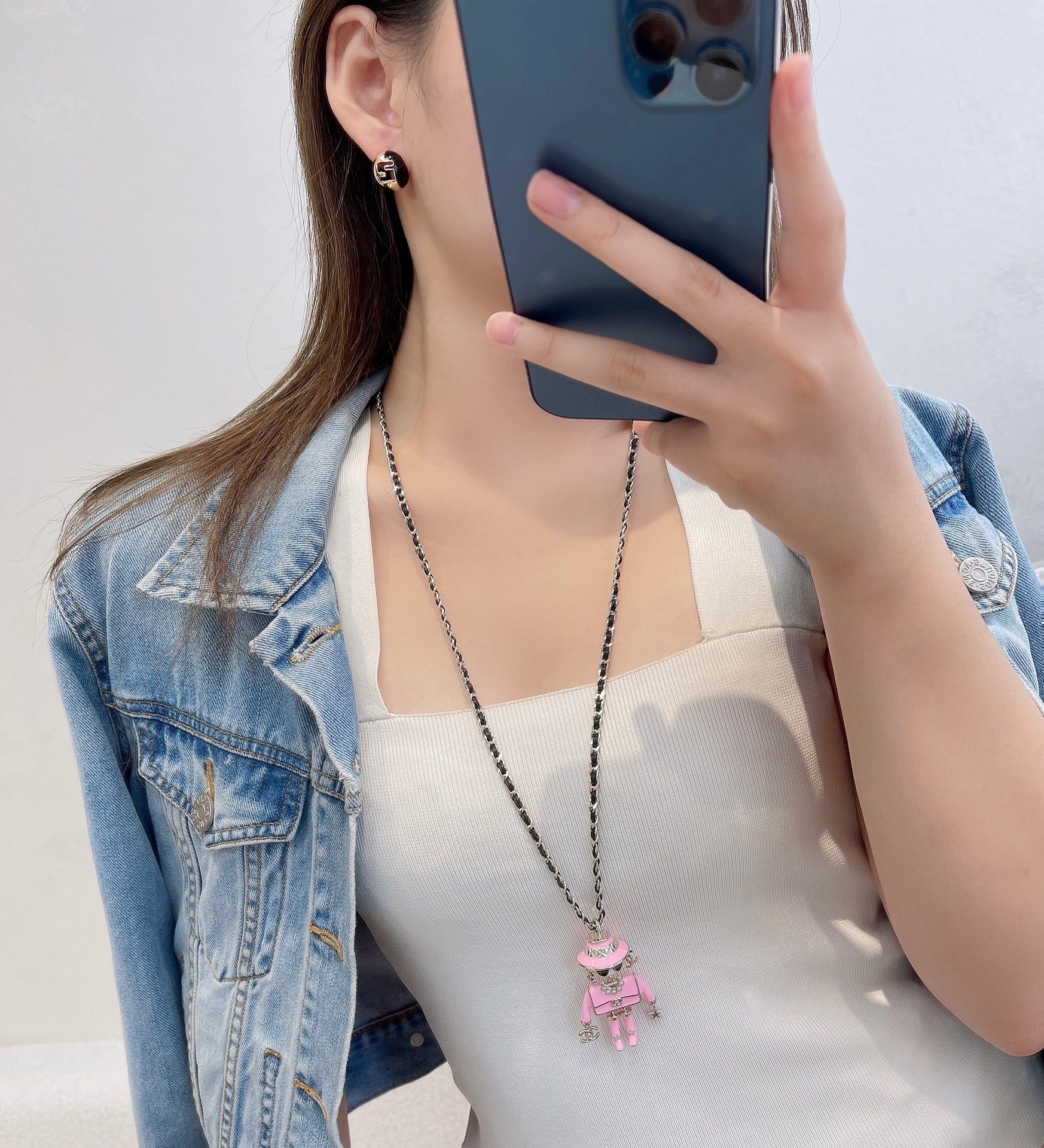 Chanel Robot Pendant Necklace & Earrings - Luxury Fashion Jewelry