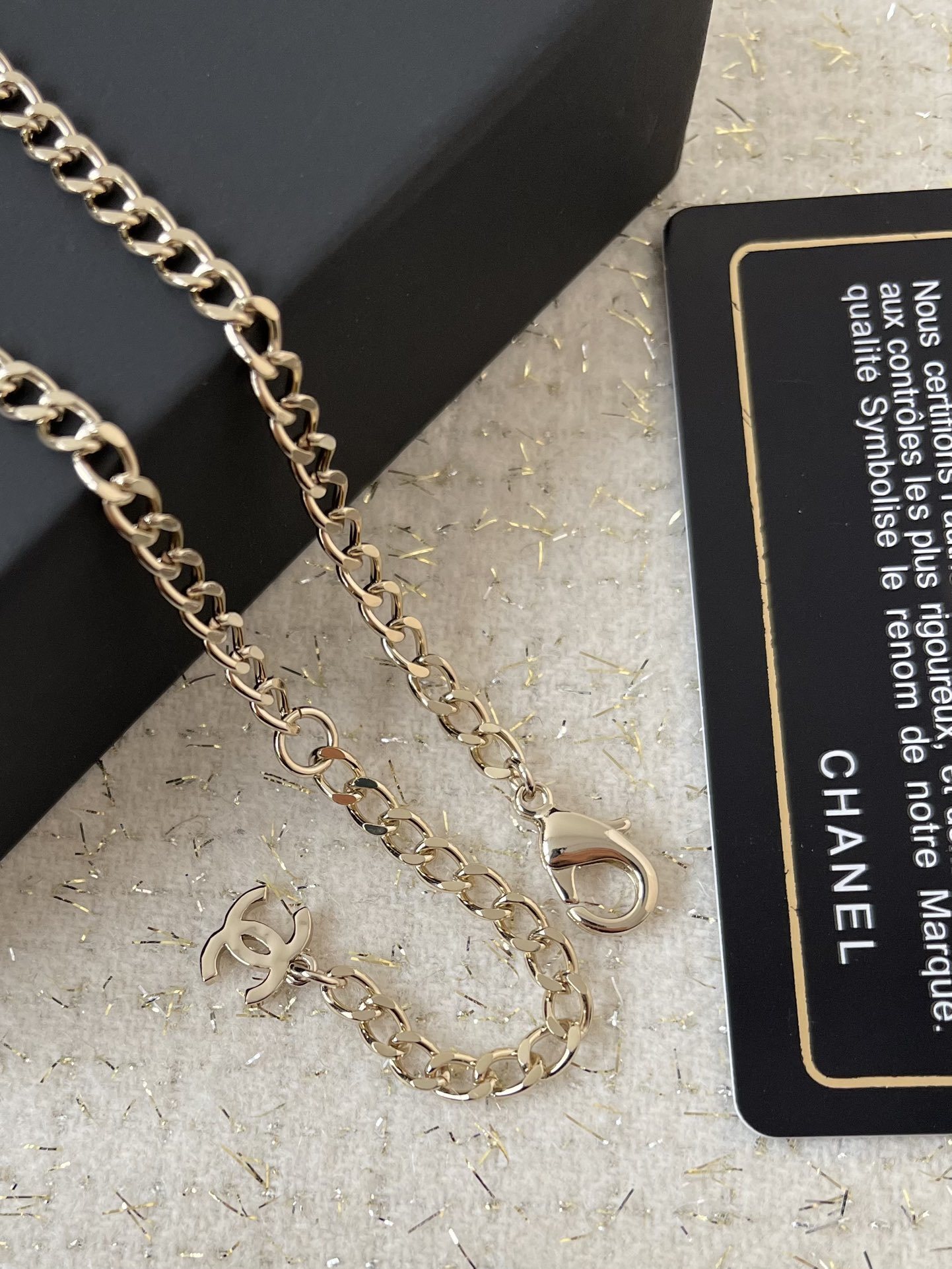 Luxury Chanel Crystal CC Logo Necklace & Earrings Jewelry Set