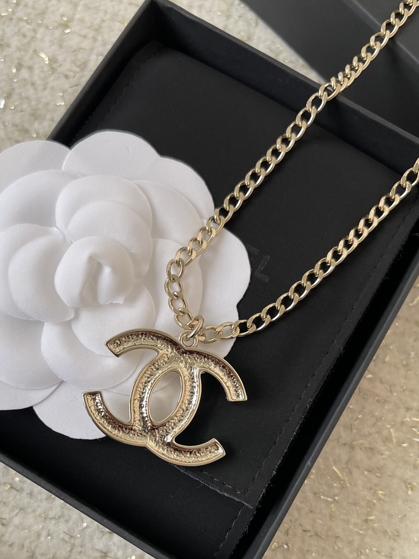 Luxury Chanel Crystal CC Logo Necklace & Earrings Jewelry Set