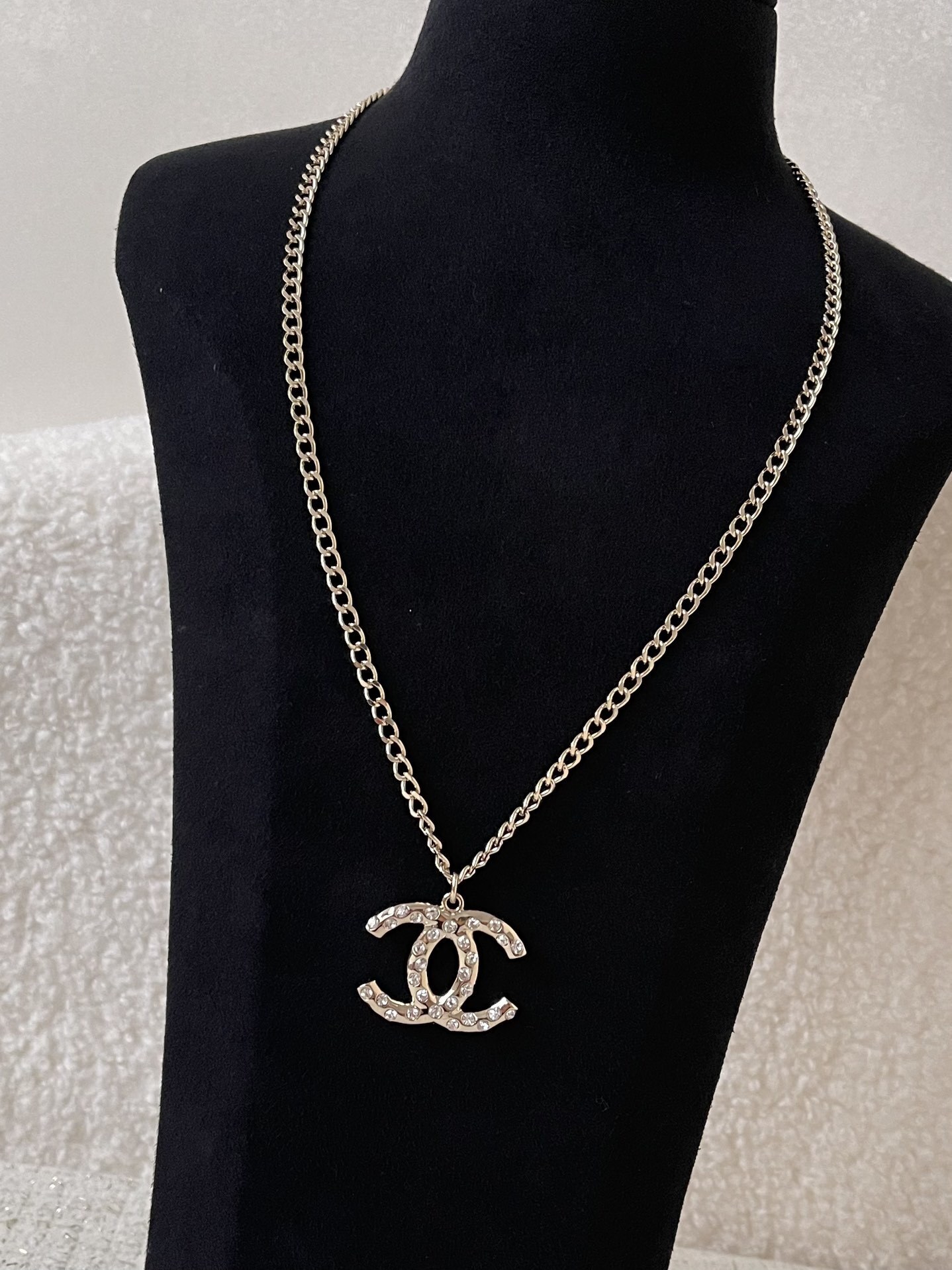 Luxury Chanel Crystal CC Logo Necklace & Earrings Jewelry Set
