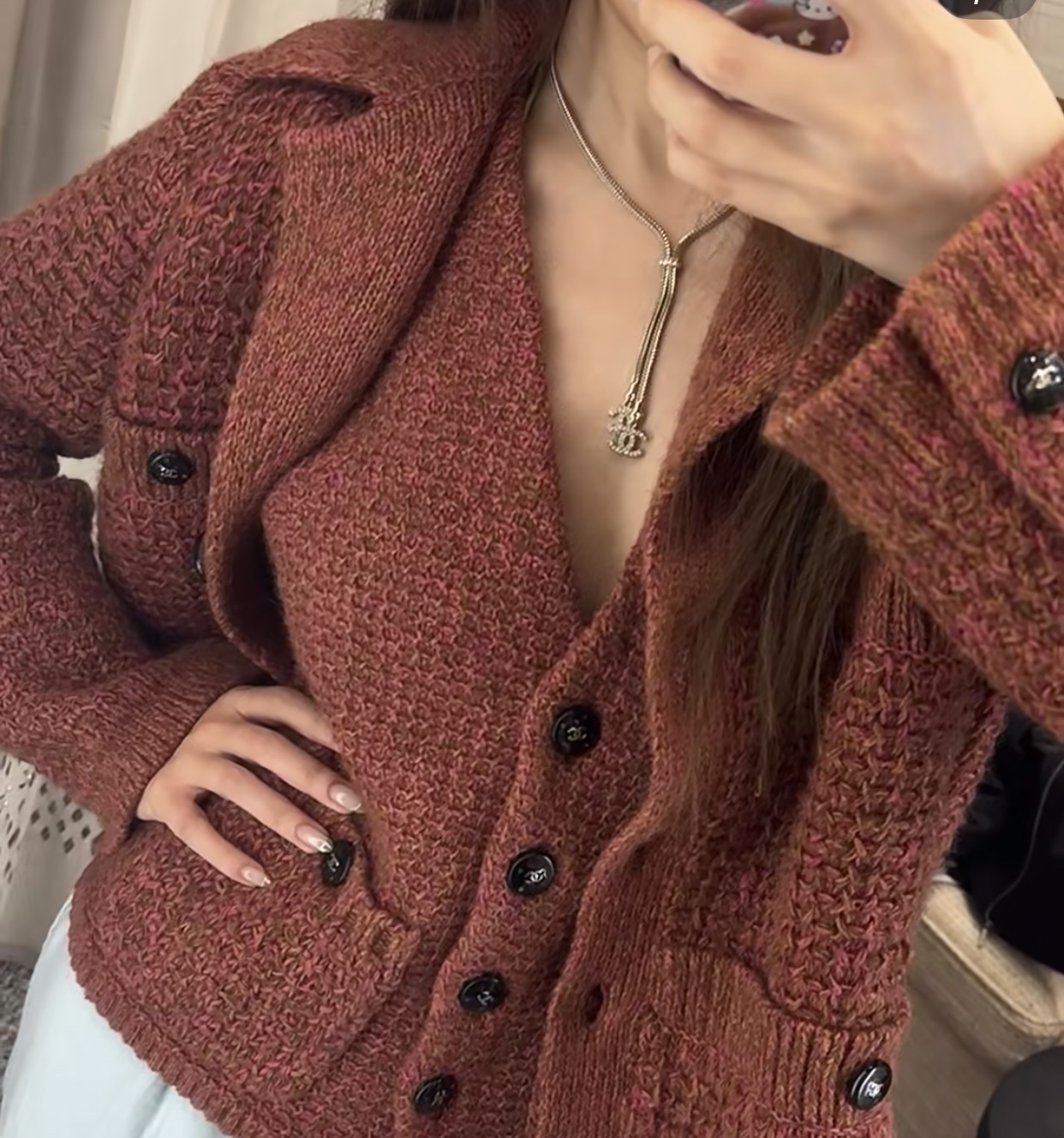 Elegant Chanel Double CC Crystal Pendant Necklace & Bracelet