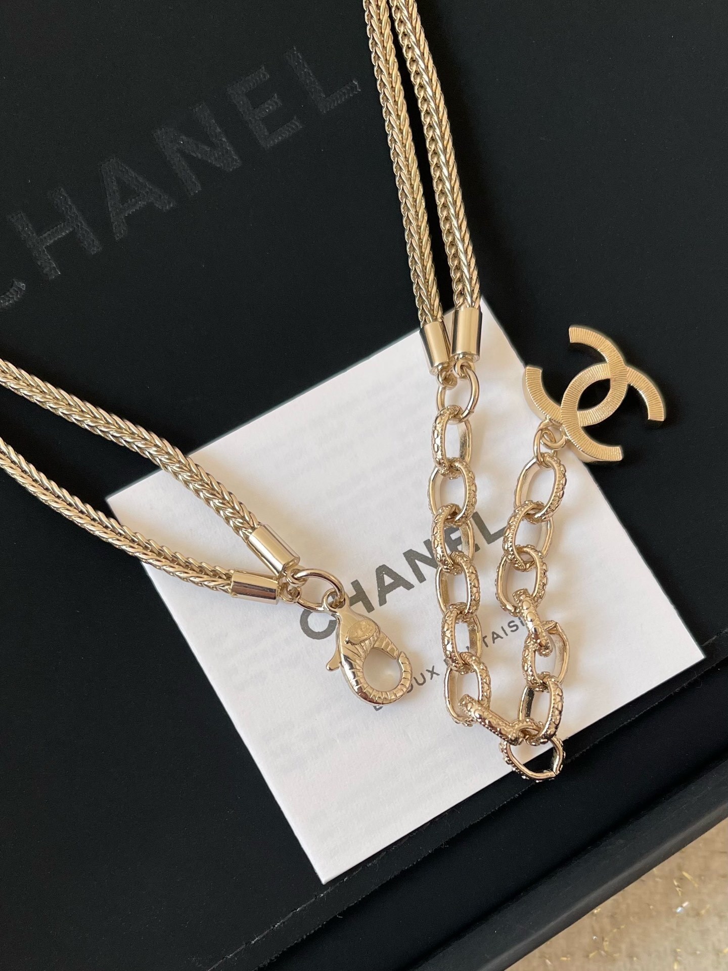 Luxury Crystal CHANEL Lettering Choker Gold Statement Necklace