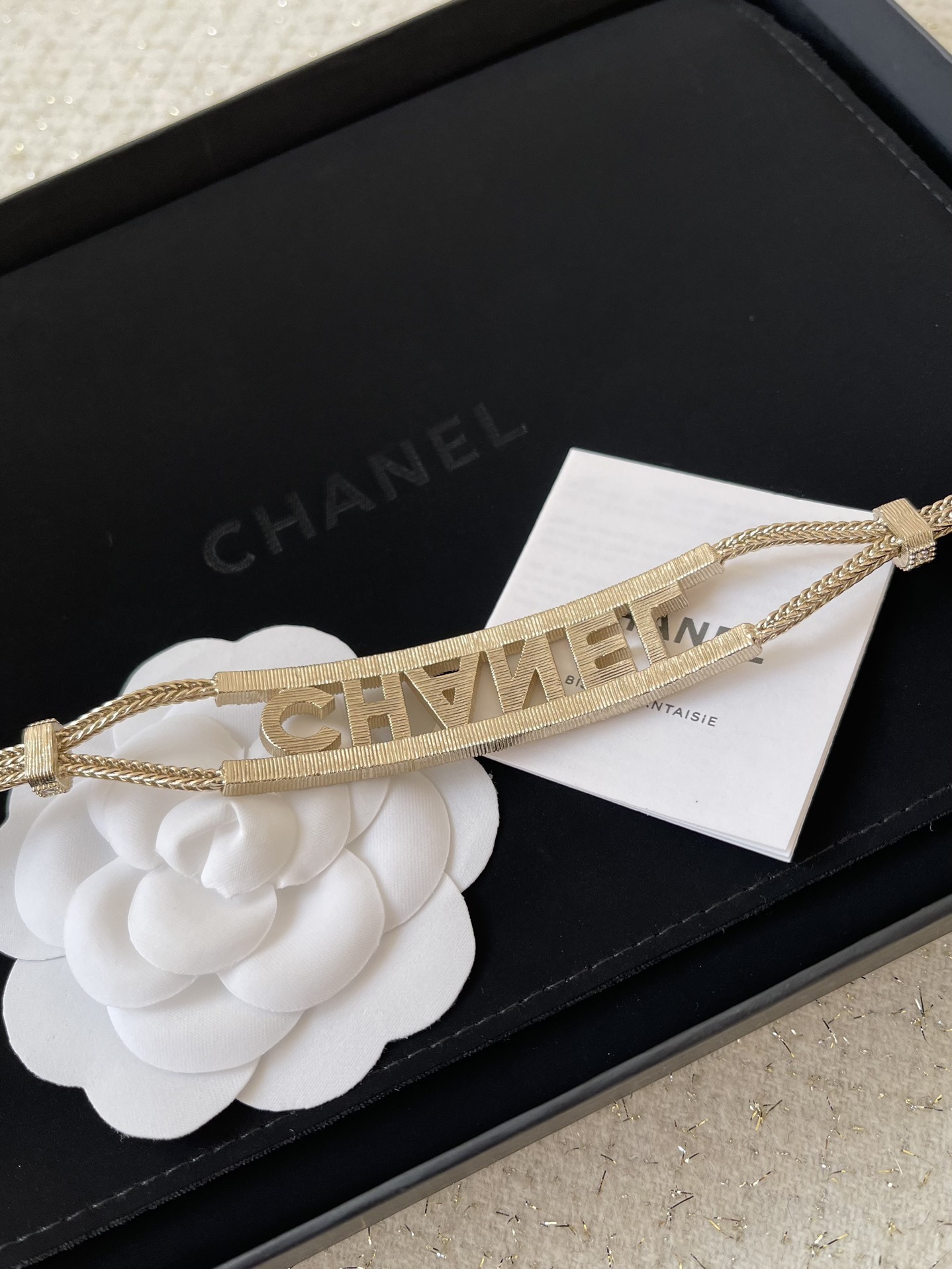 Luxury Crystal CHANEL Lettering Choker Gold Statement Necklace