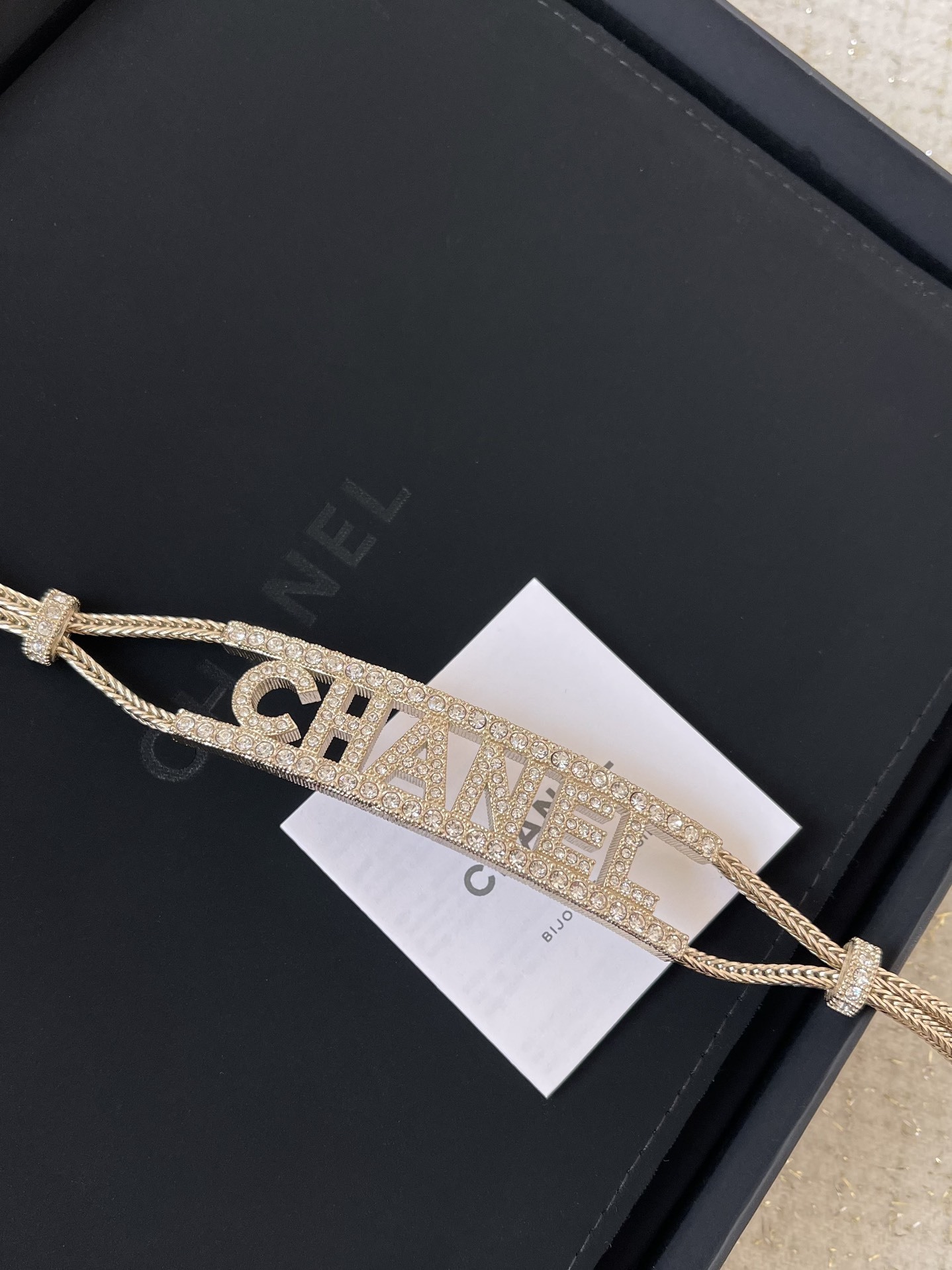 Luxury Crystal CHANEL Lettering Choker Gold Statement Necklace