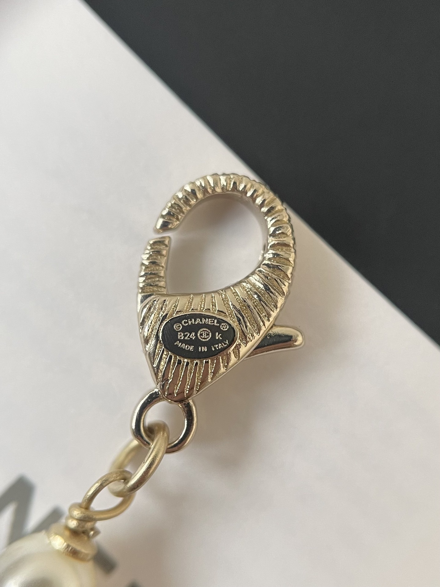 Elegant Double-Strand Pearl Necklace with Crystal Bow and CC Logo