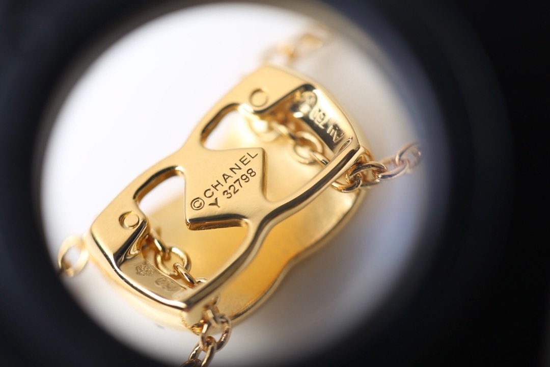 Chanel Style Quilted Matelasse Double Chain Crystal Necklace