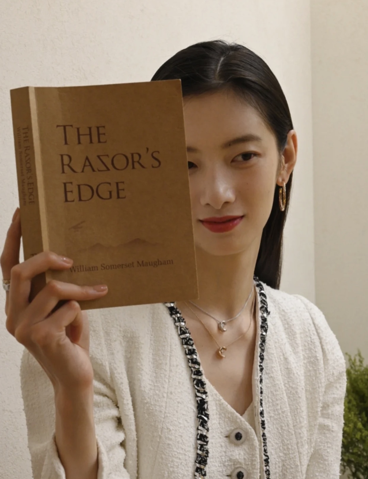 18K Rose Gold Quilted C Pendant Necklace with Brilliant Diamond