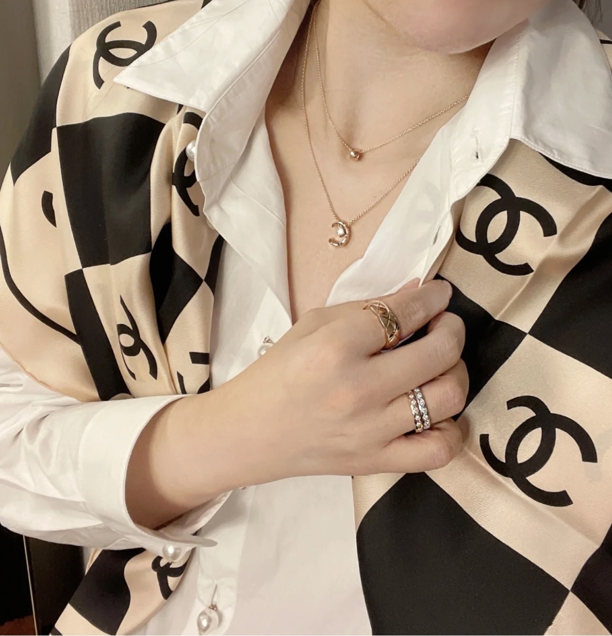 Luxury Layered Double C Pendant Necklace - Elegant Jewelry for Women