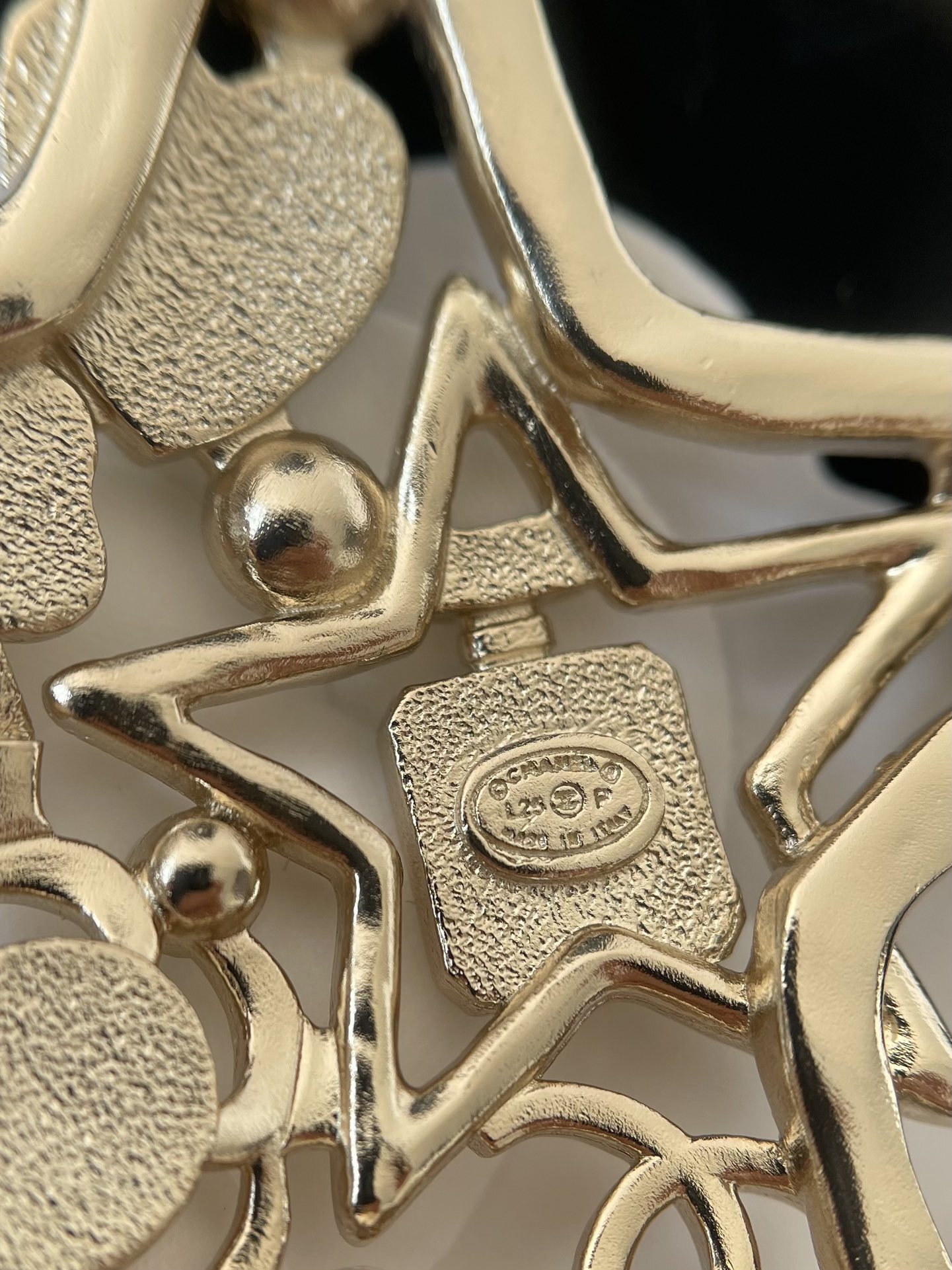 Luxury Chanel Star Brooch - Gold Tone with CC Logo, Pearls & Crystals