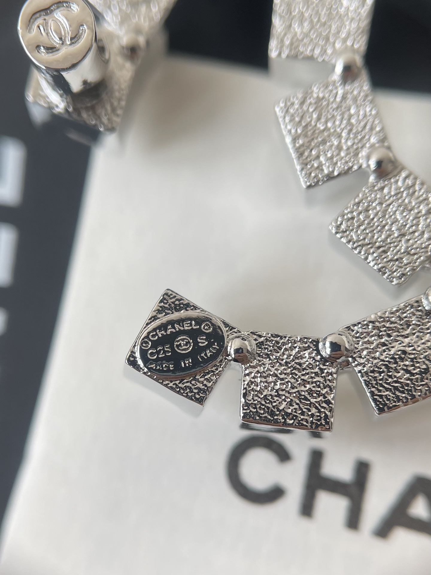 Elegant Pearl & Crystal CC Logo Brooch Pin - Silver Finish