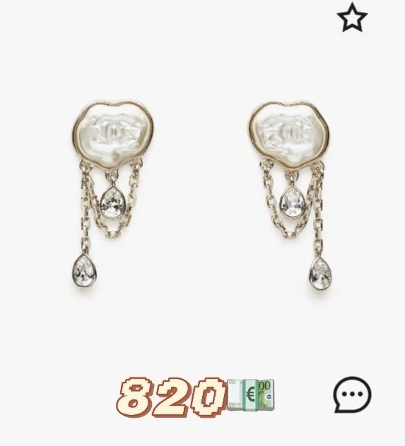 Chanel CC Logo Pearl Heart Dangle Earrings with Crystal Drops