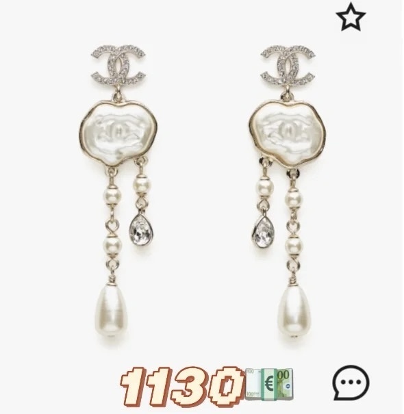 Luxury CC Crystal Pearl Drop Earrings – Elegant Dangle Jewelry
