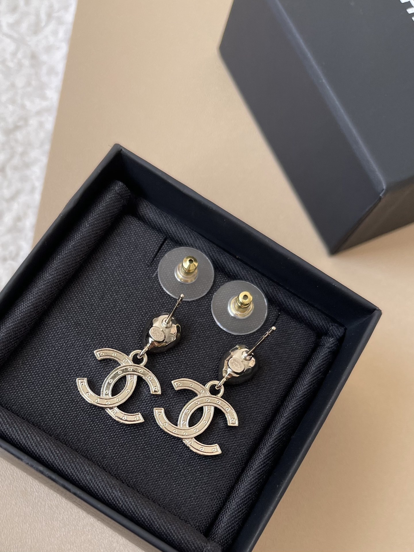 Sparkling Crystal CC Logo Drop Earrings - Elegant Luxury Jewelry