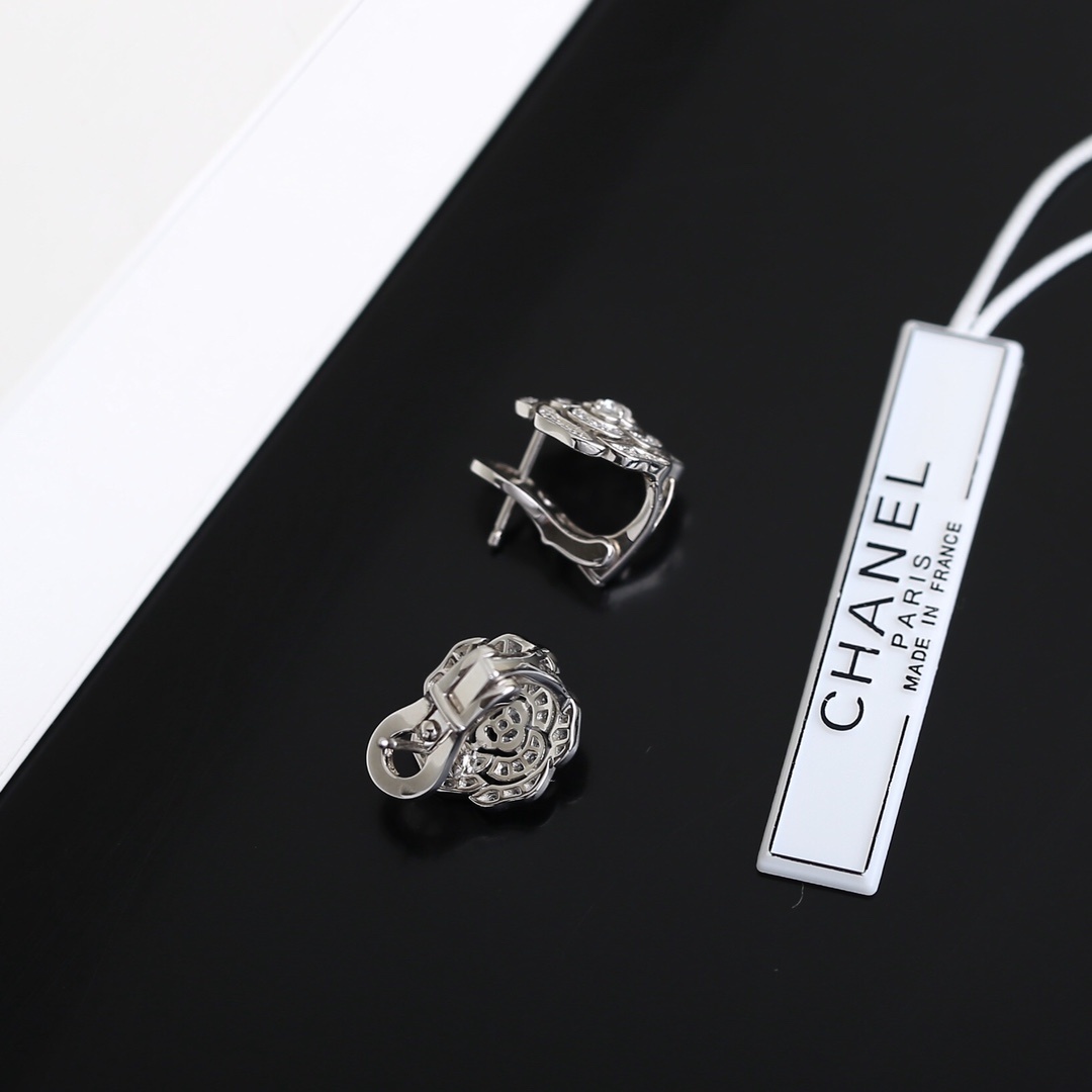 Chanel Camellia Diamond Earring & Jewelry Set - Luxury Silver Edition