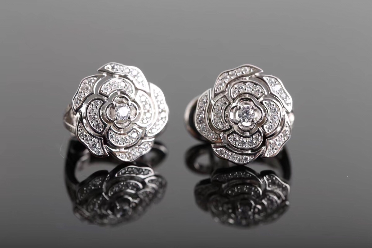 Chanel Camellia Diamond Earring & Jewelry Set - Luxury Silver Edition