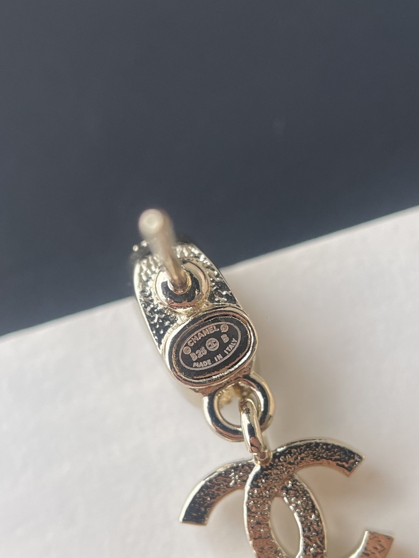 Luxury Chanel CC Logo Crystal Drop Earrings in Gold Tone