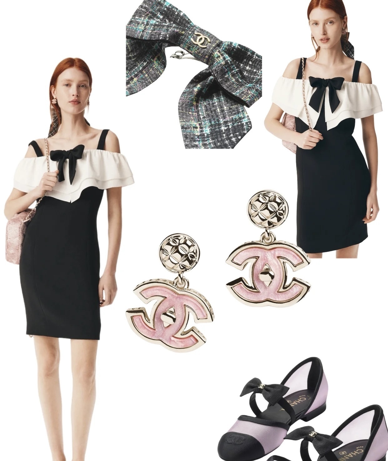 Luxury Pink Enamel CC Drop Earrings - Elegant Gold Quilted Studs