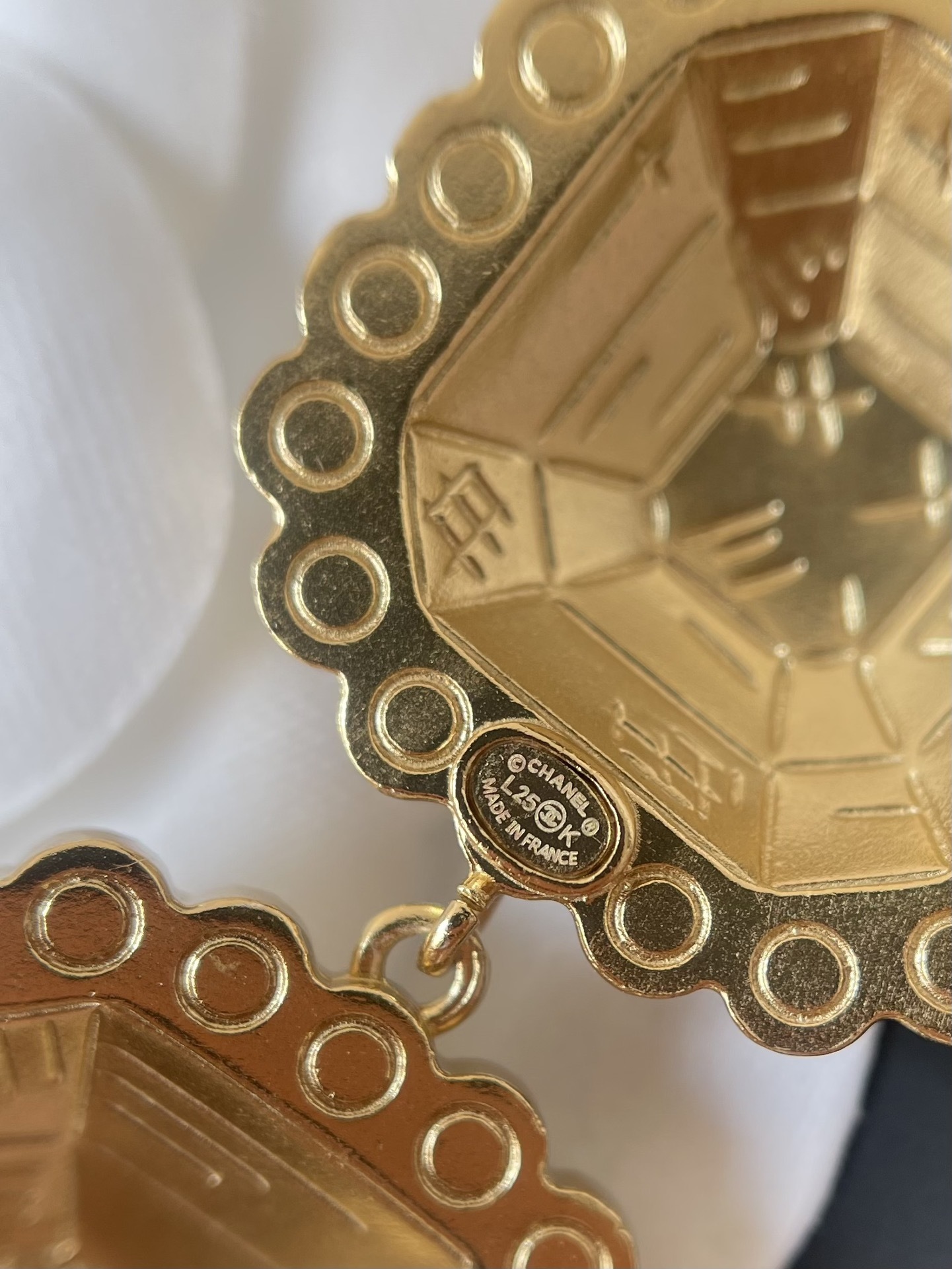 Chanel Gold-Tone Rhinestone Rectangular CC Logo Drop Earrings