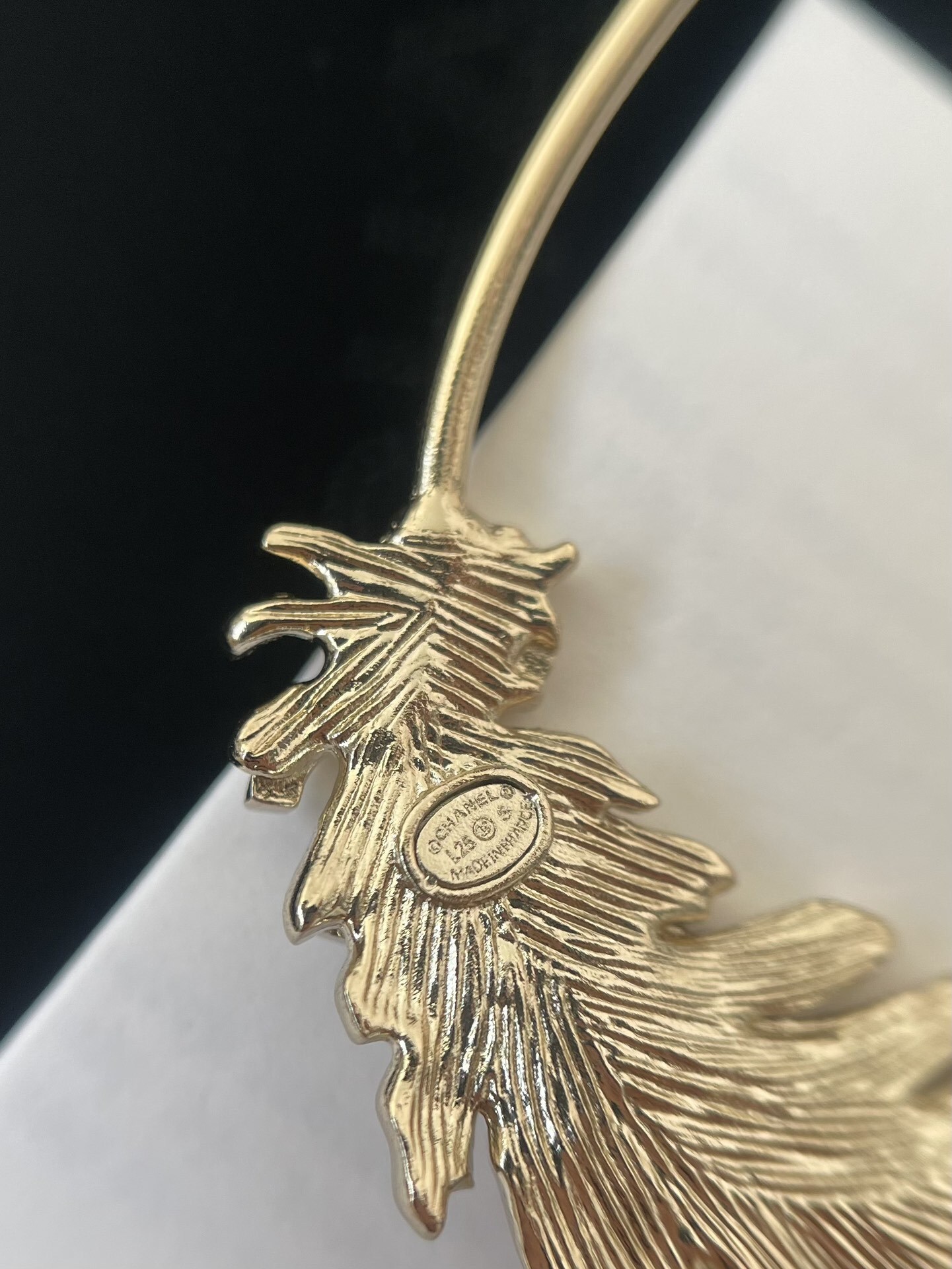 Chanel Crystal CC Feather Ear Cuff - Elegant Gold-Tone Earring