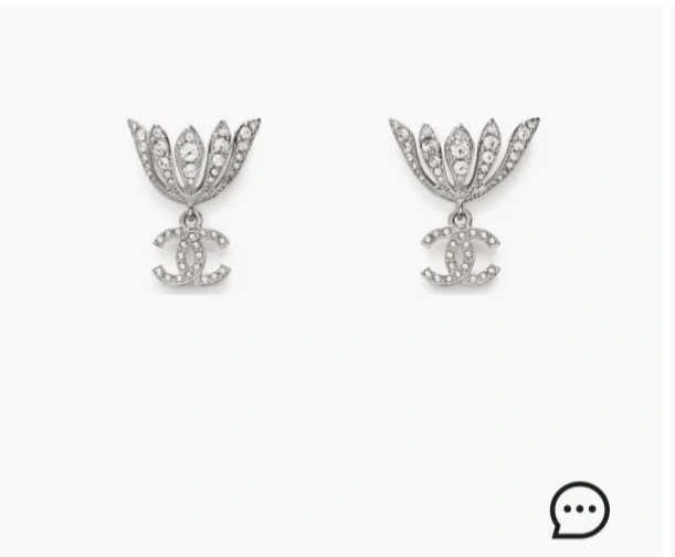 Chanel Crystal Lotus CC Drop Earrings – Silver Tone Luxury