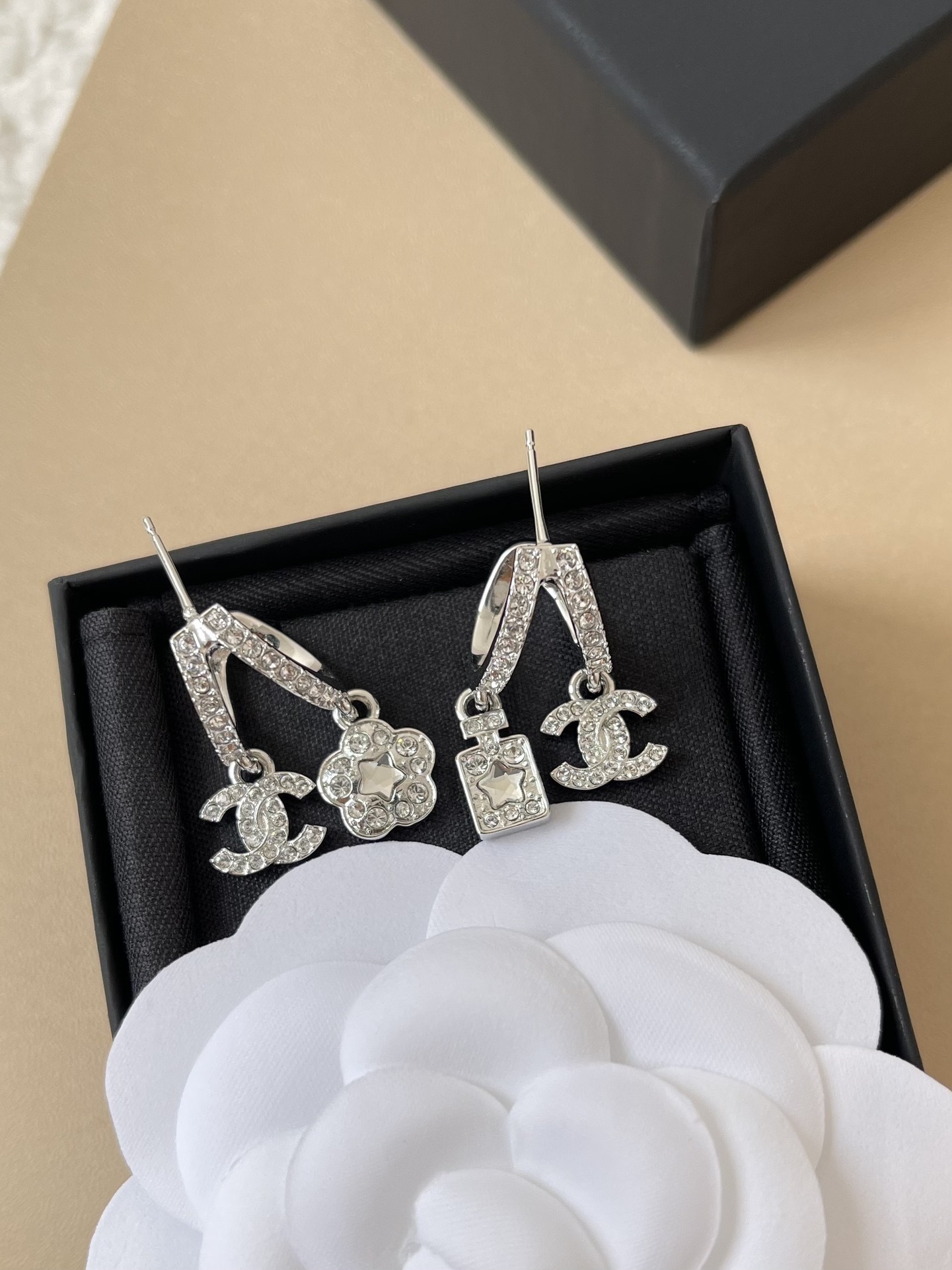 Chanel 2025 Pre-Collection Pendant Earrings - Silver & Diamantes