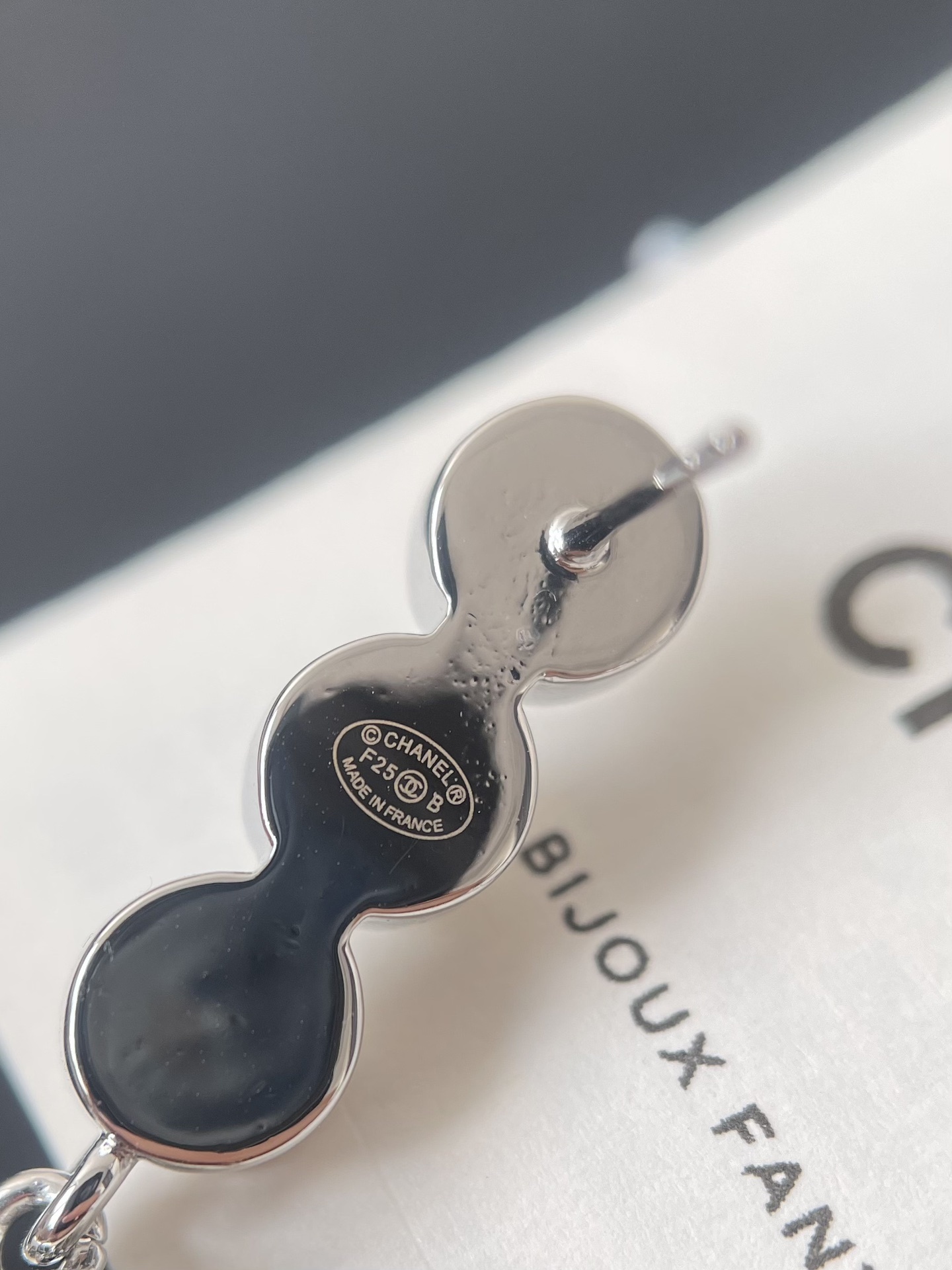 Chanel Silver CC Logo Drop Earrings with Crystals and Pearls
