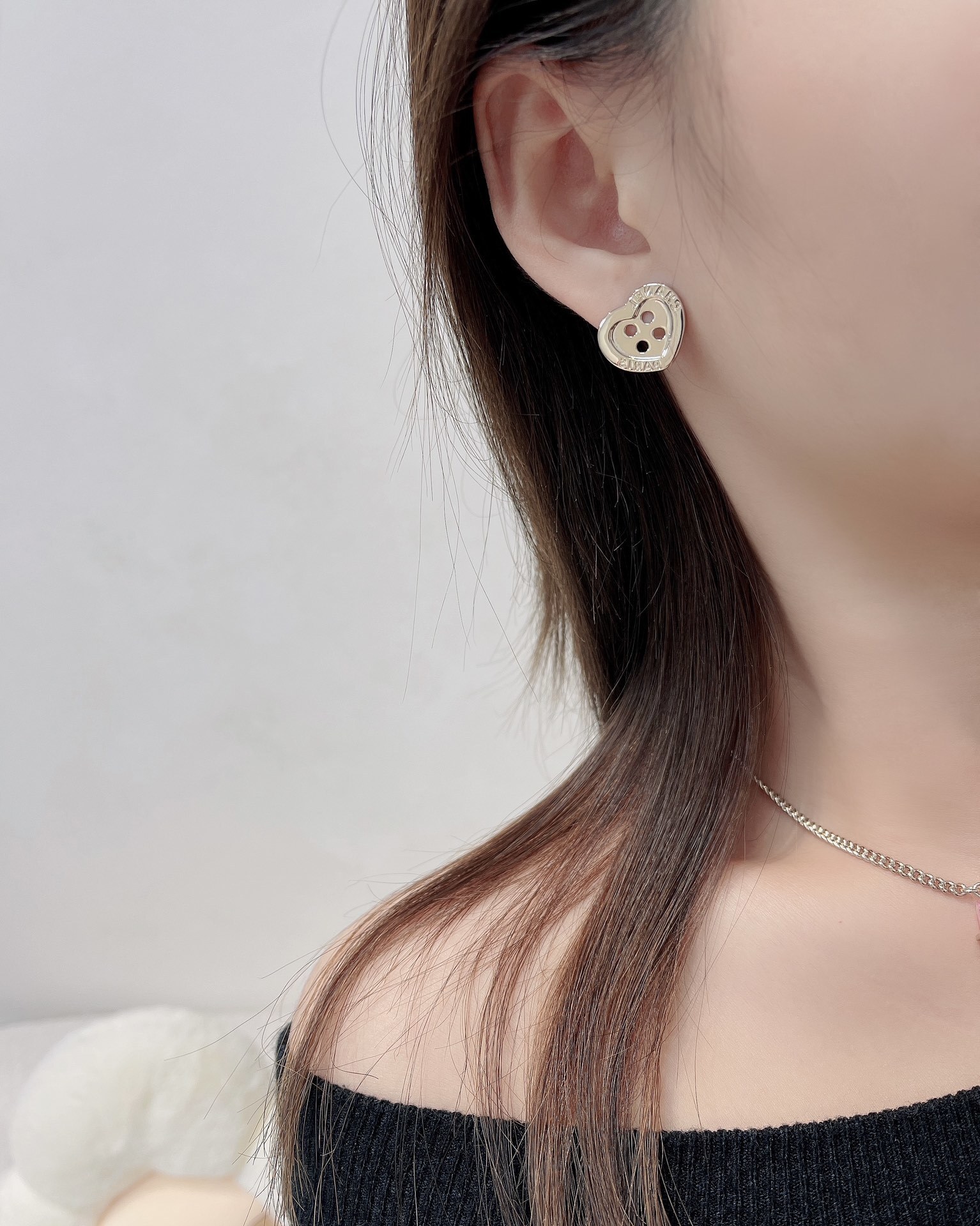 Chanel Gold-Tone Heart Button Stud Earrings - Luxury Designer