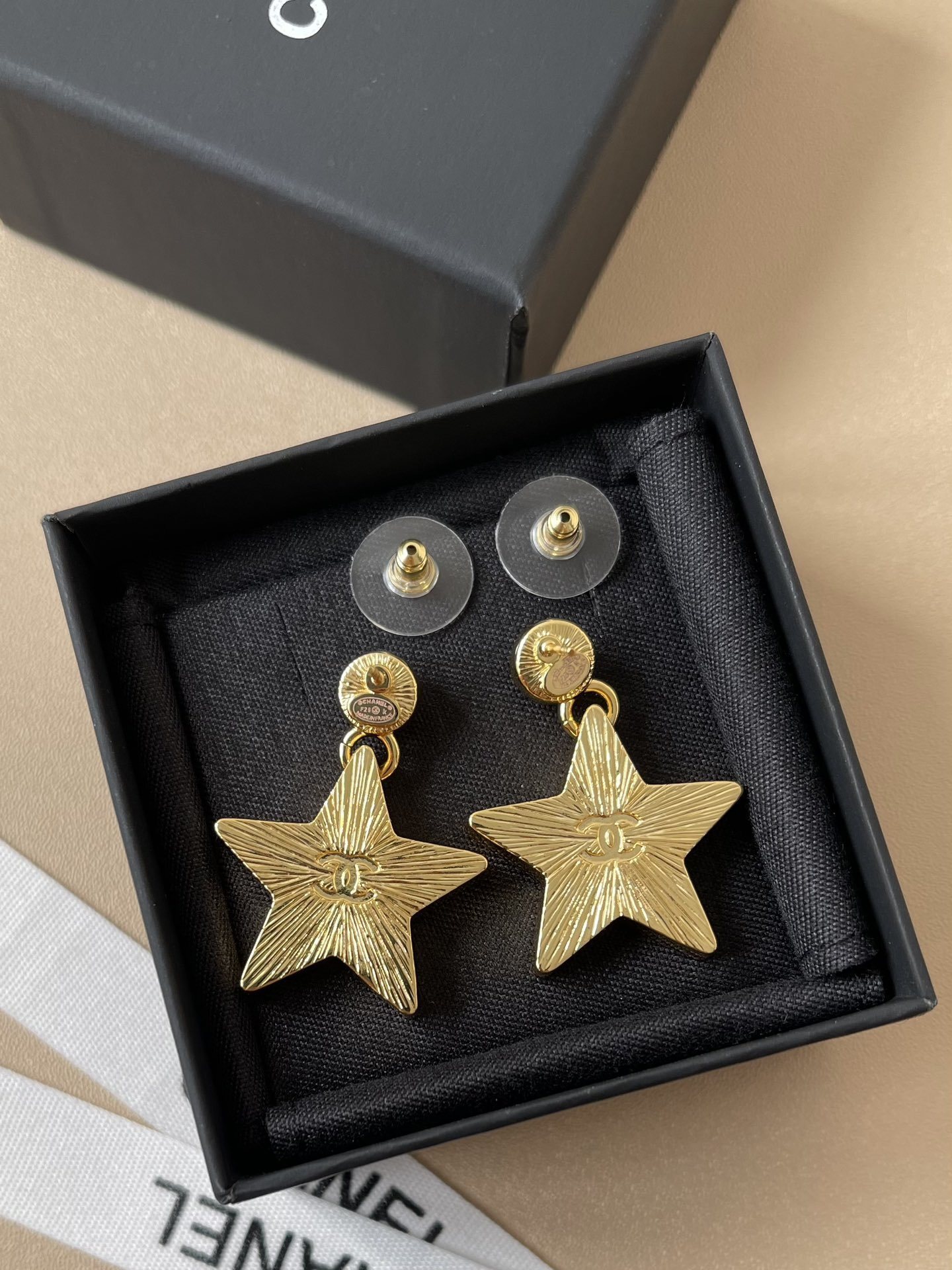Chanel Black Star Pearl Earrings - Crystal CC Logo Drop Jewelry