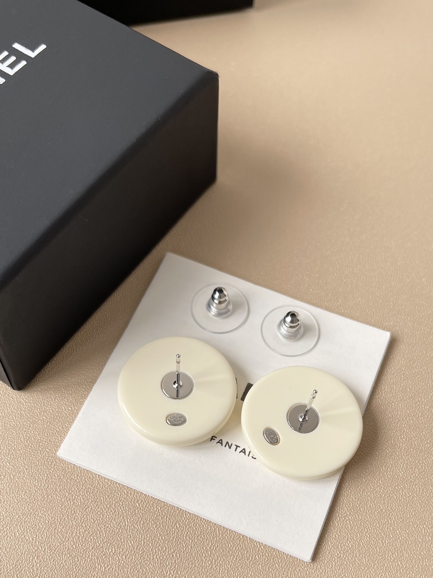 Chanel Classic Cream Round Button Stud Earrings - Luxury Jewelry