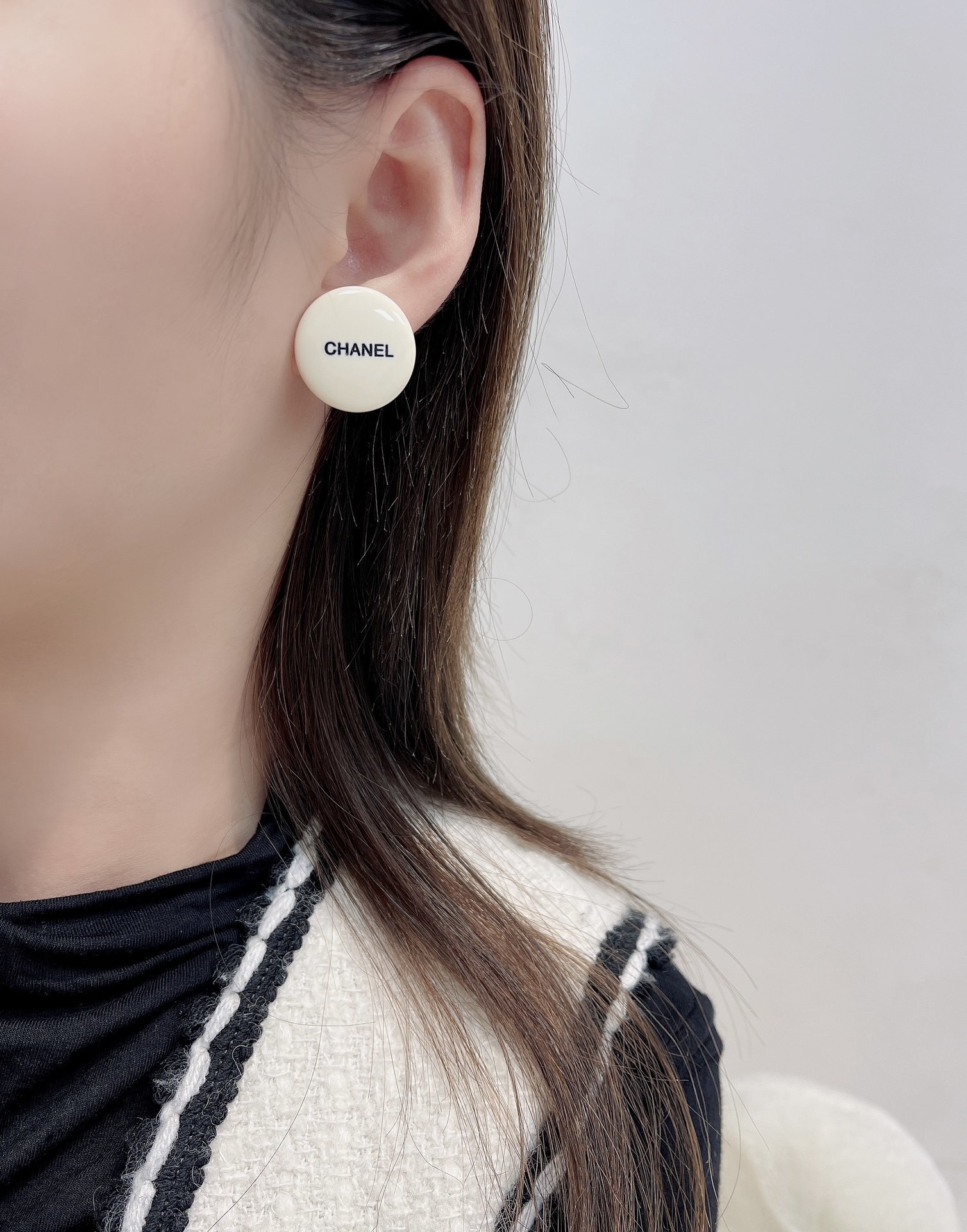 Chanel Classic Cream Round Button Stud Earrings – Luxury Jewelry