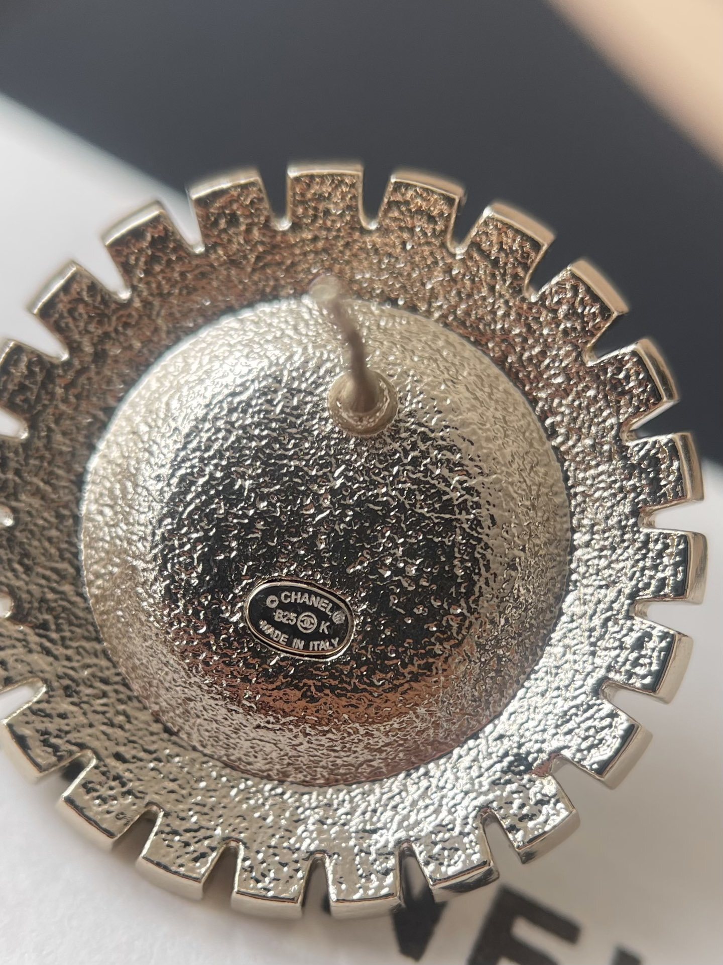 Luxury Chanel CC Logo Halo Earrings with Black Enamel & Crystals