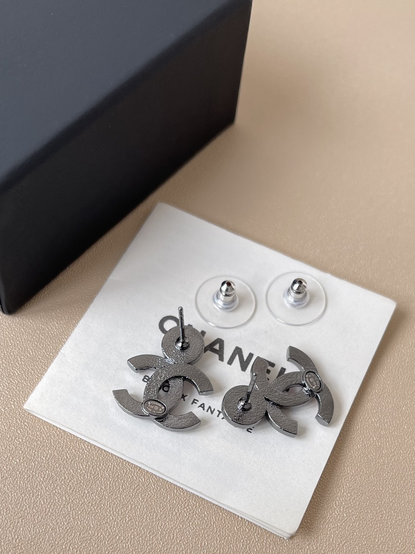 Elegant Chanel CC Logo Crystal Stud Earrings | Luxury Jewelry Gift