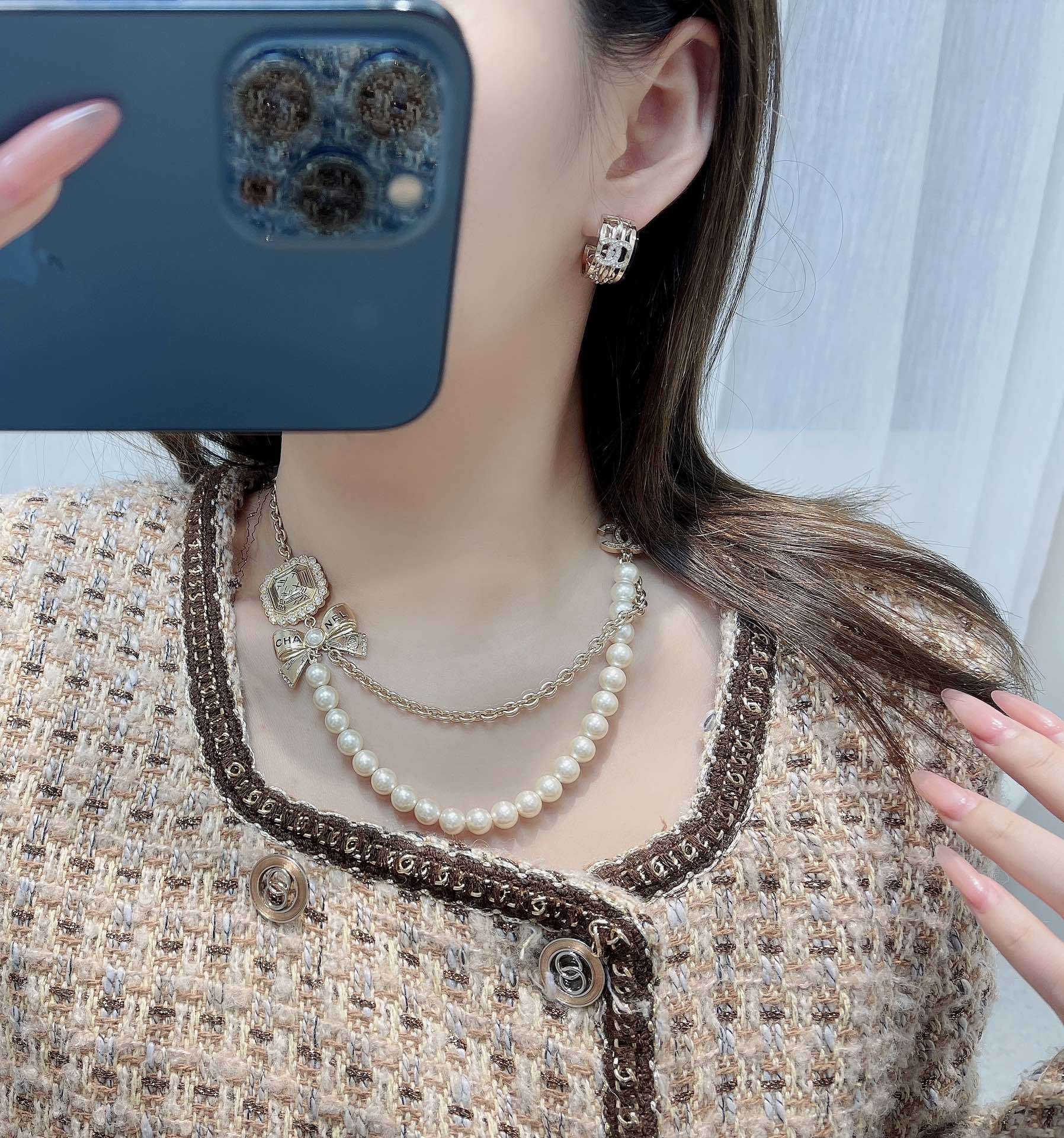 Elegant CC Logo Gold Hoop Earrings with Crystal Accents