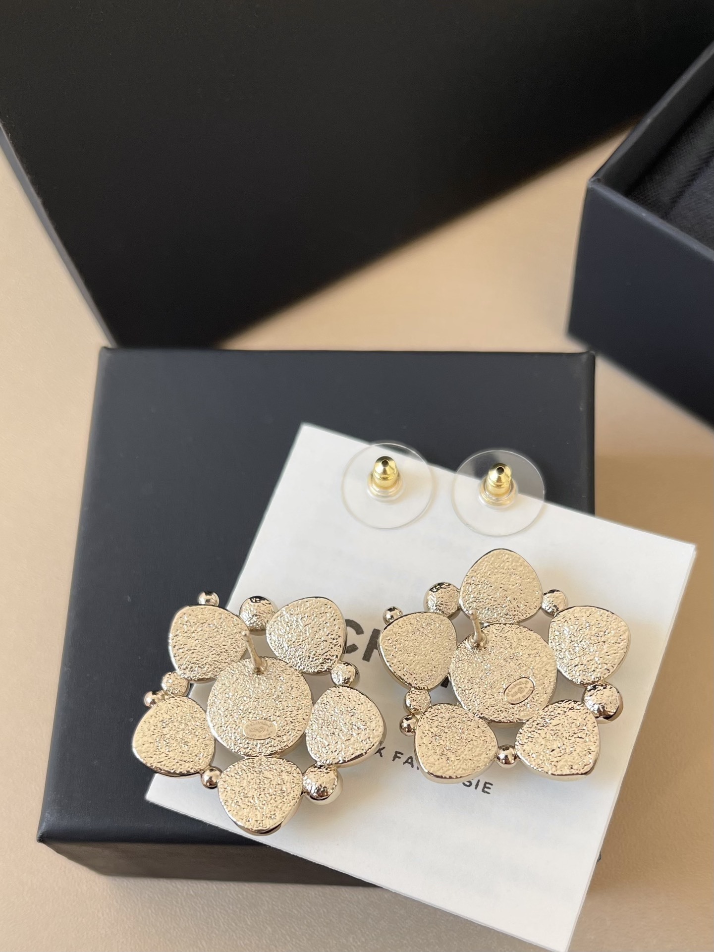 Chanel Black & White Flower CC Logo Stud Earrings - Luxury Jewelry