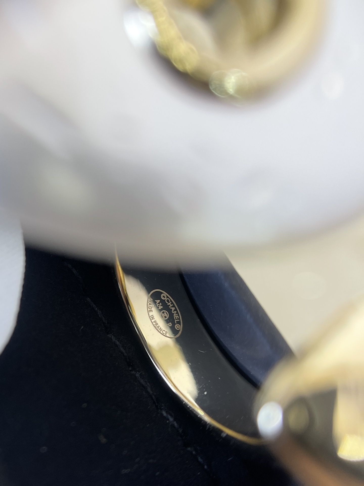 Chanel Luxury Double Heart Ring - Gold Finish & White Pearl CC Logo