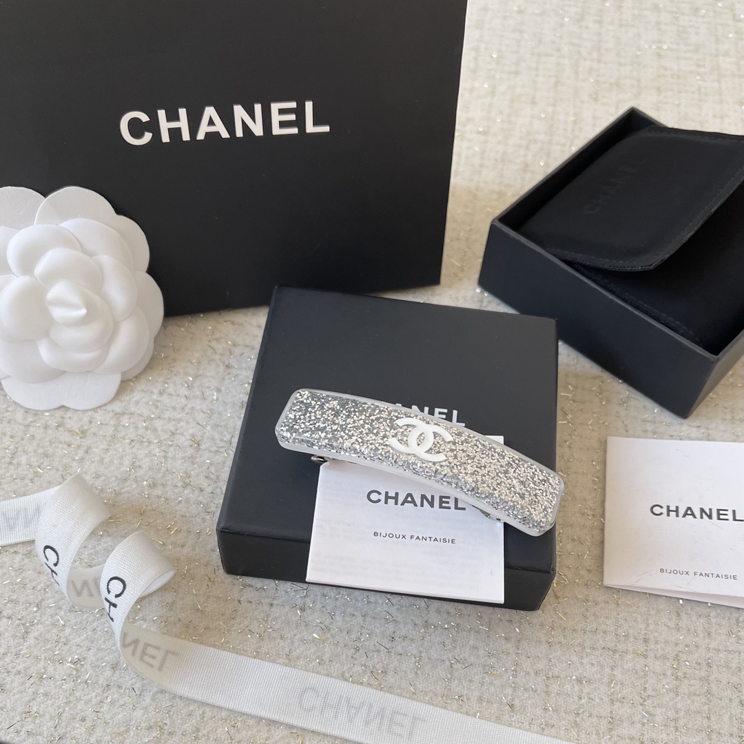 Luxury Silver Glitter Hair Barrette - Elegant Designer Inspired Clip