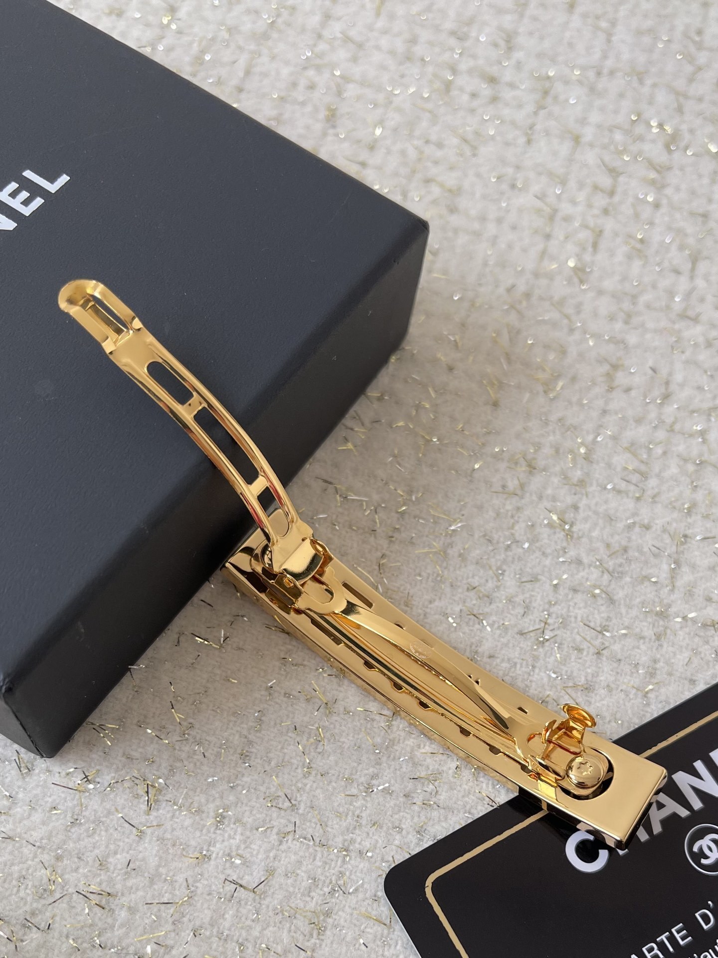 Luxury Gold Chanel Logo Hair Clip - Elegant Designer Hair Barrette