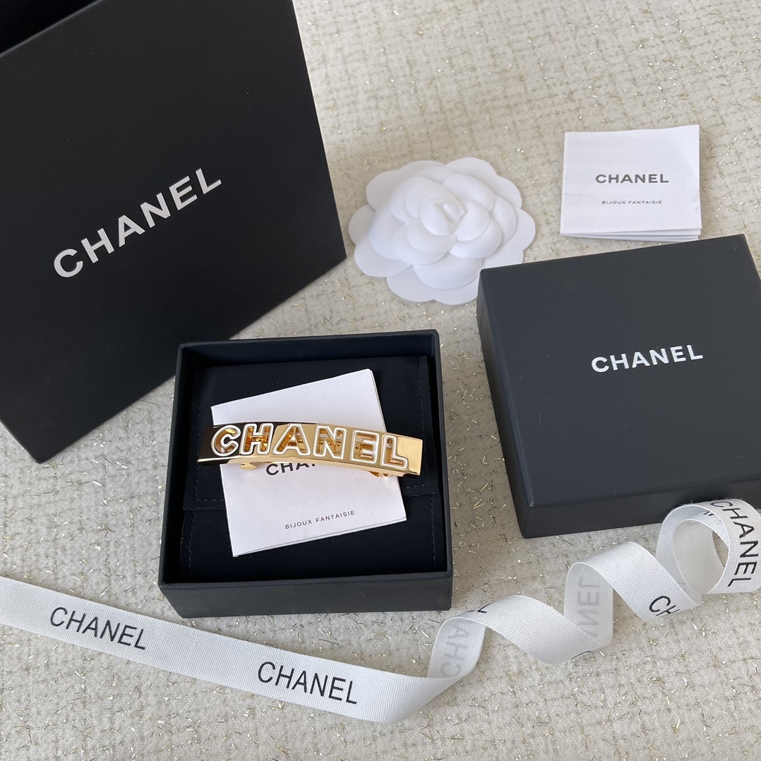 Luxury Gold Chanel Logo Hair Clip - Elegant Designer Hair Barrette