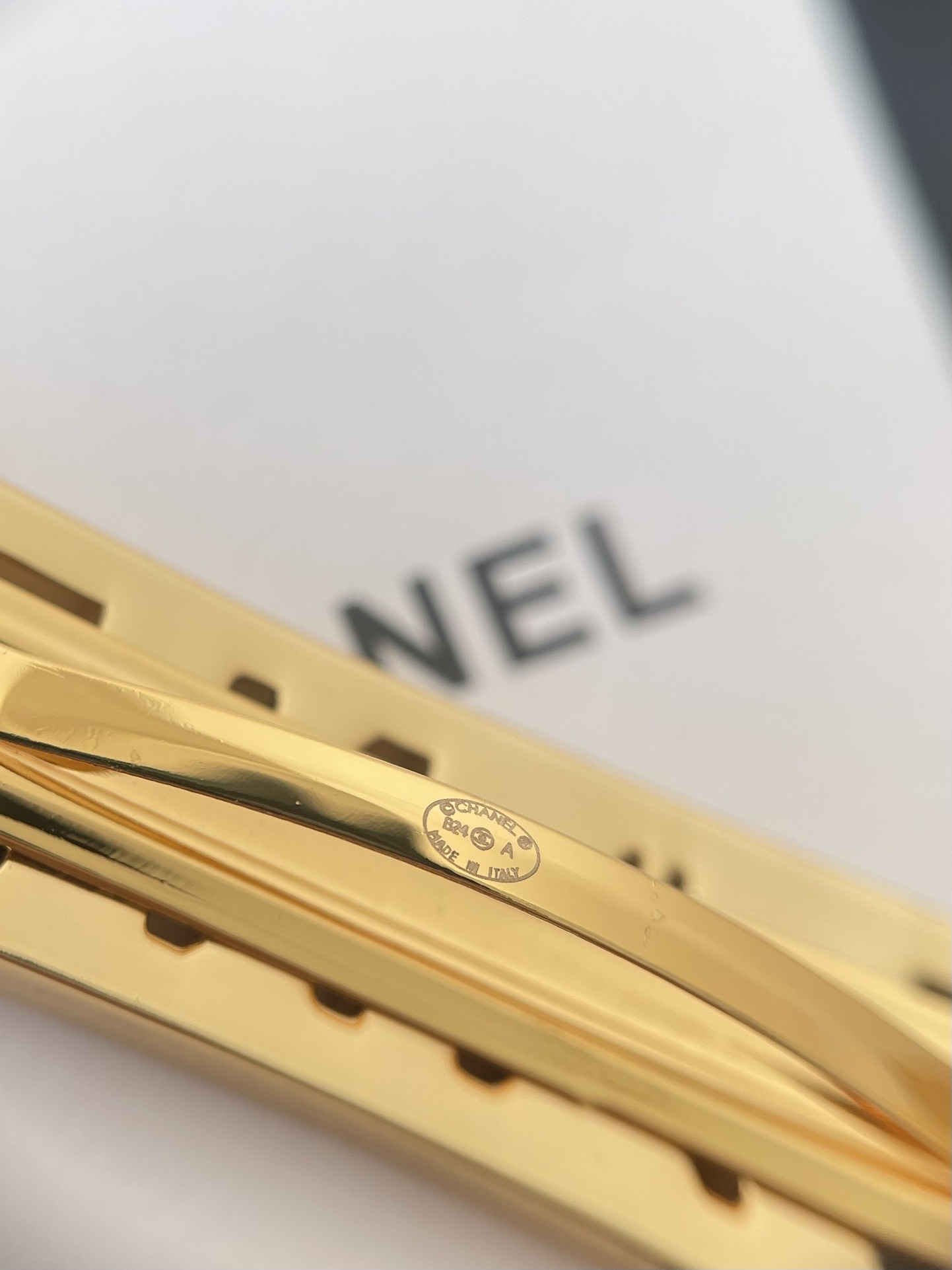 Chanel Gold-Finish Metal & Black Enamel Barrette Hair Clip