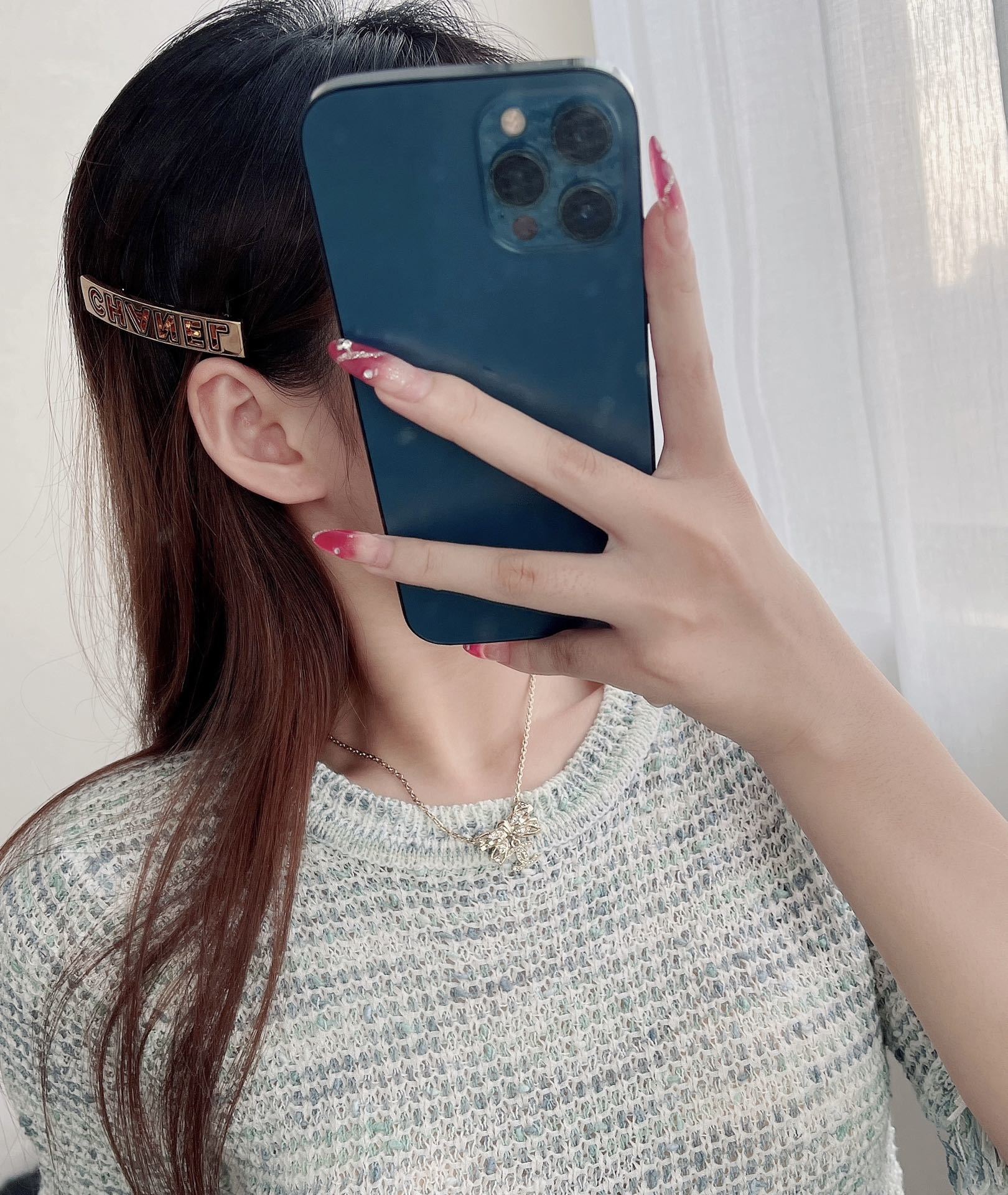 Chanel Gold-Finish Metal & Black Enamel Barrette Hair Clip