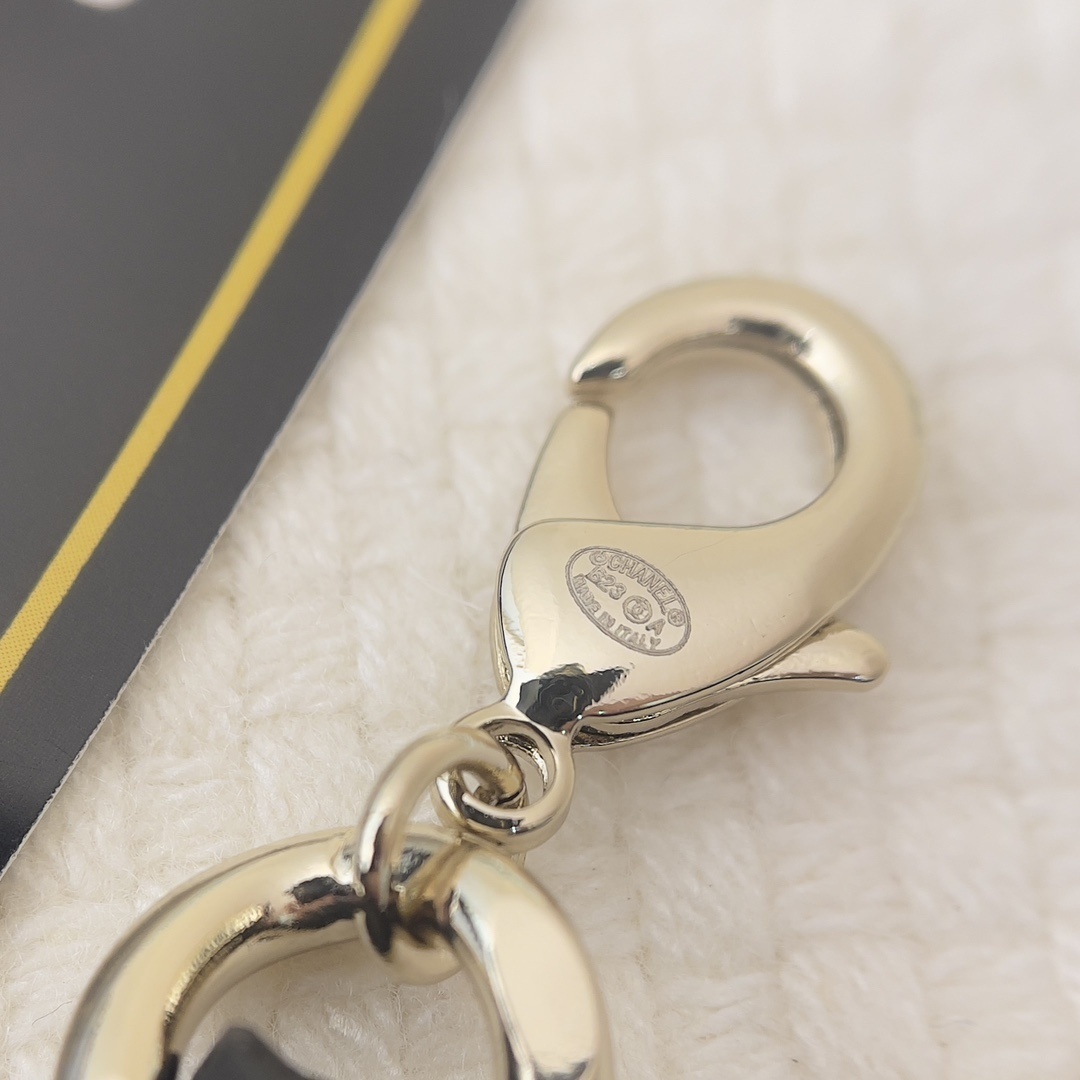 Chanel Logo Crystal Chain Belt - Gold & Black Leather Waist Accessory