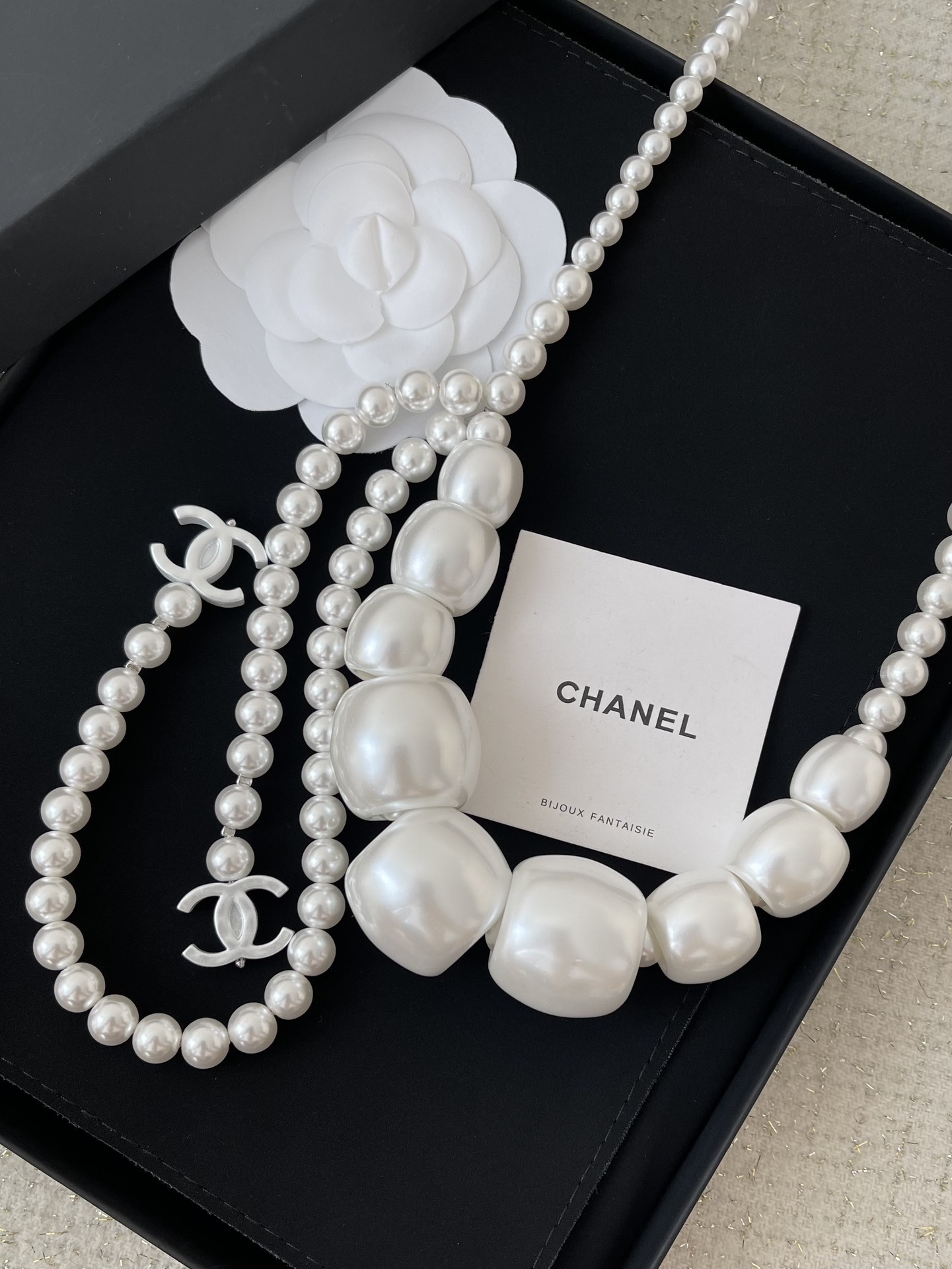 Luxury Multi-Way Long Pearl Necklace and Waist Belt with CC Logo