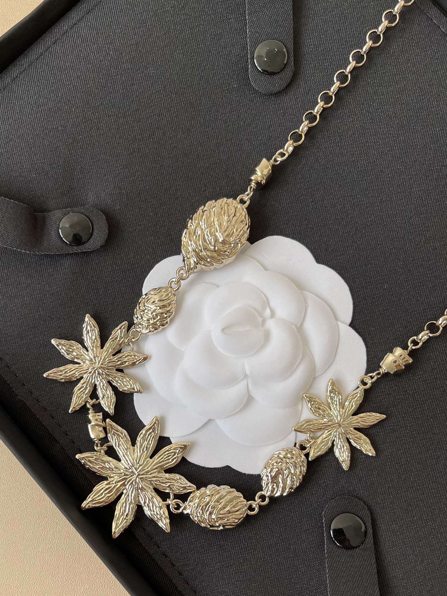 Chanel Gold Floral Necklace & Waist Chain with Pink Crystals