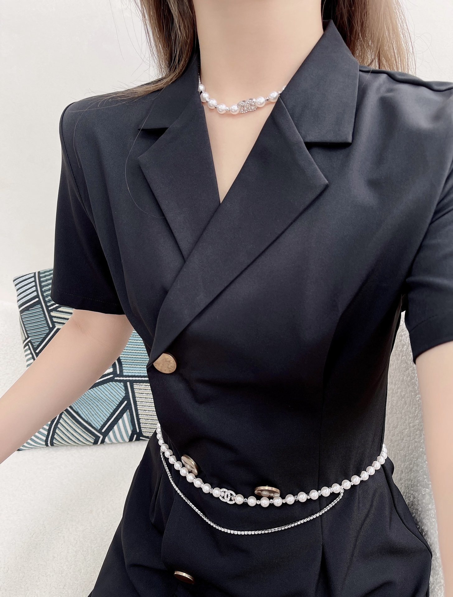 Chanel Elegant Pearl & Crystal Waist Chain Belt with CC Logo