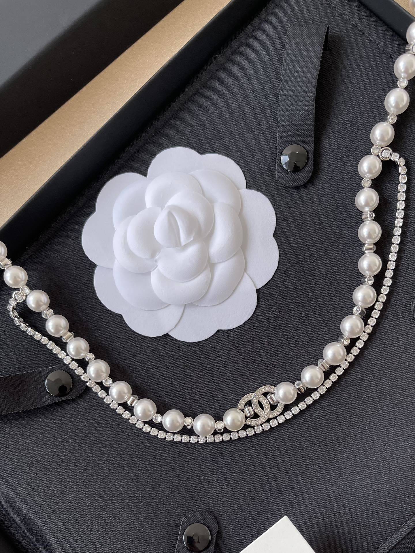 Chanel Elegant Pearl & Crystal Waist Chain Belt with CC Logo