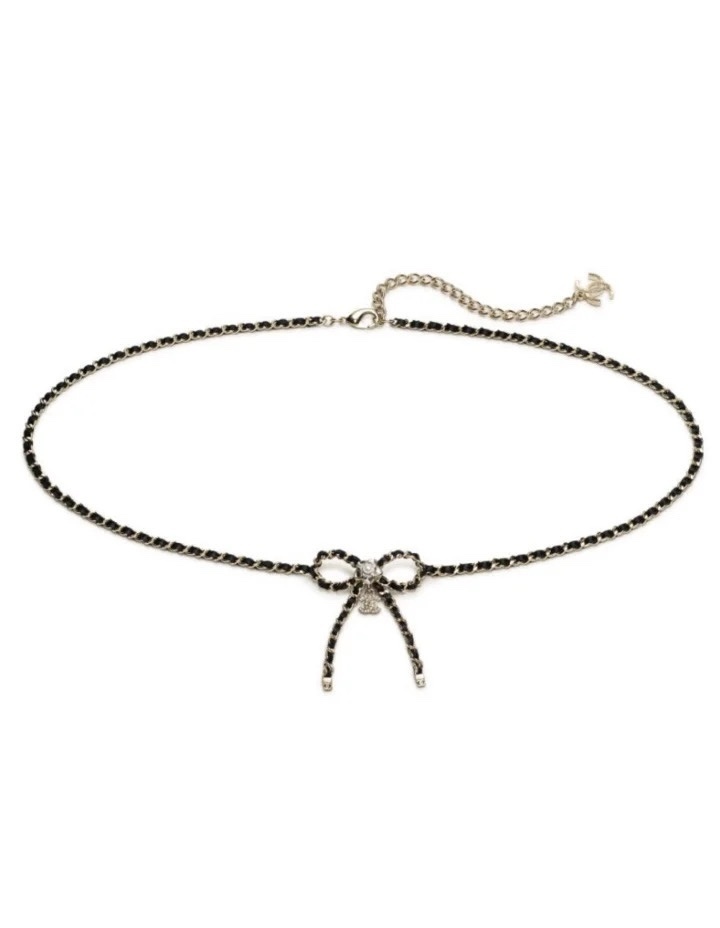 Elegant Bow Charm Waist Chain Belt with Crystal Logo