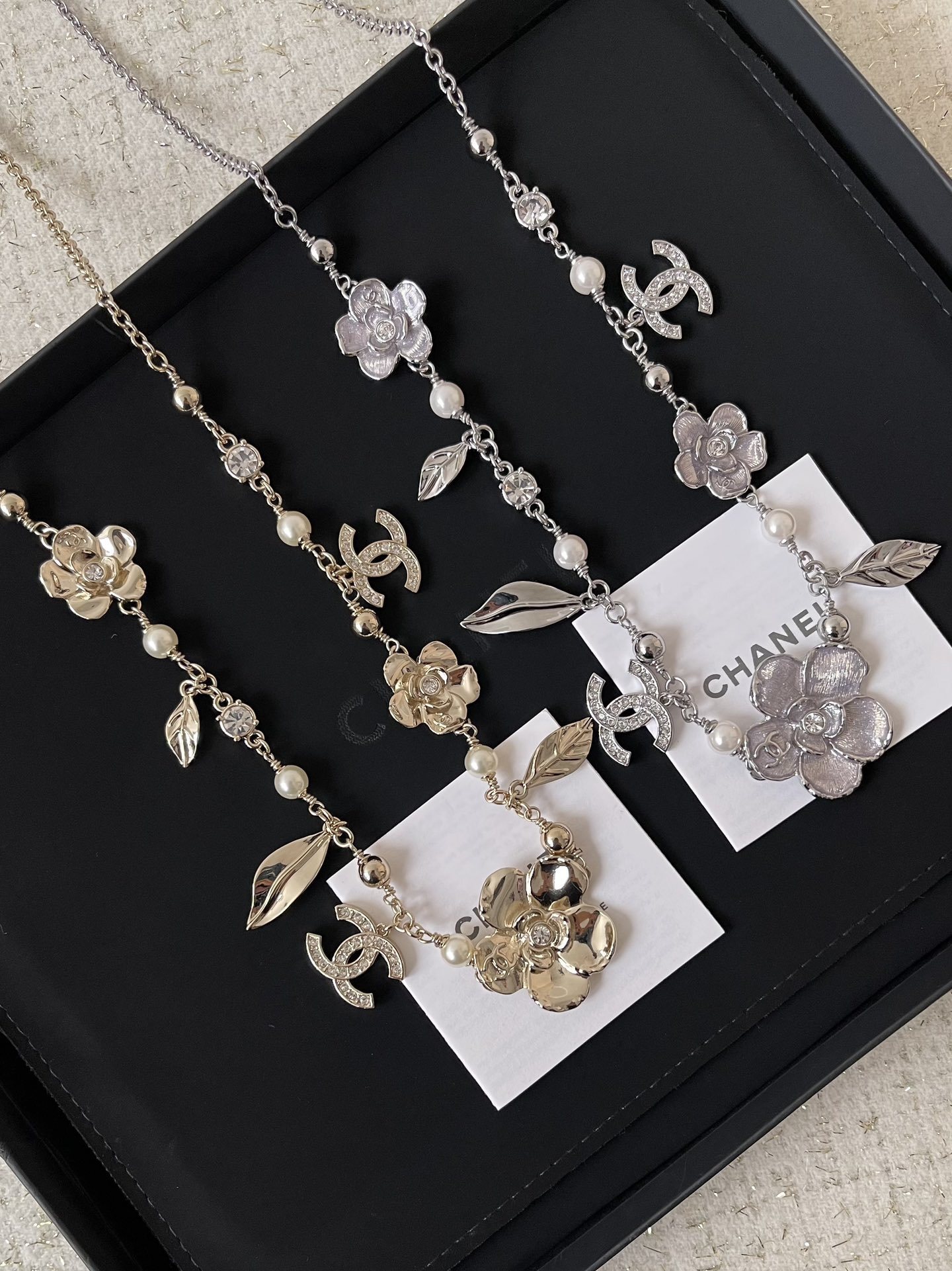 Elegant Camellia CC Logo Long Necklace & Waist Belt for Women