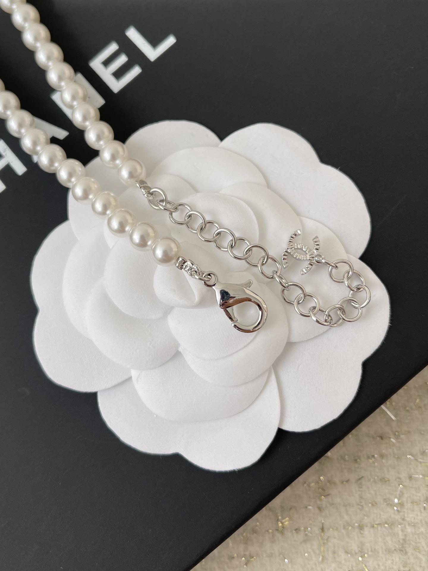 Luxury Multi-way Pearl Chain Belt and Long Necklace with CC Logo